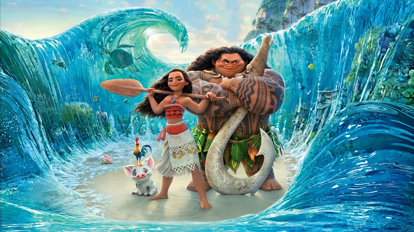 Moana And Maui 1366x768 Disney Background