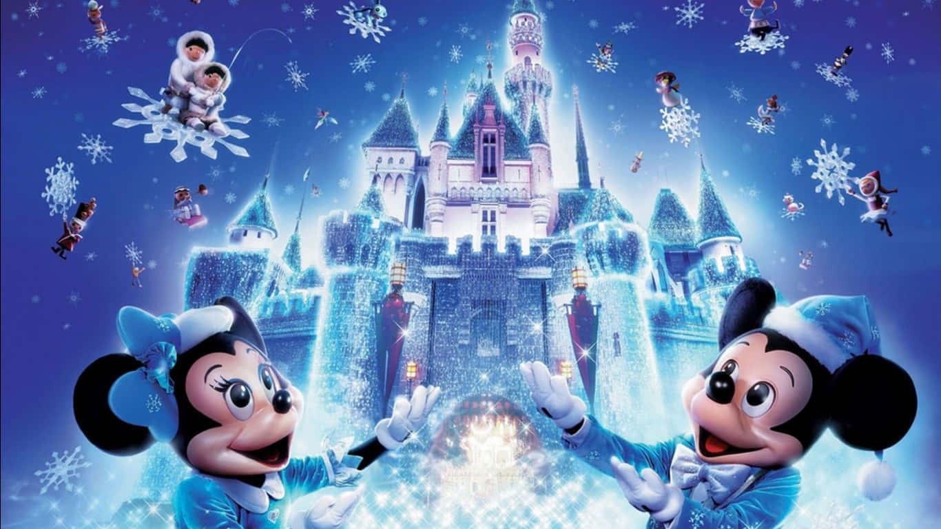 Minnie And Mickey Mouse Christmas 1366x768 Disney Background Illustration