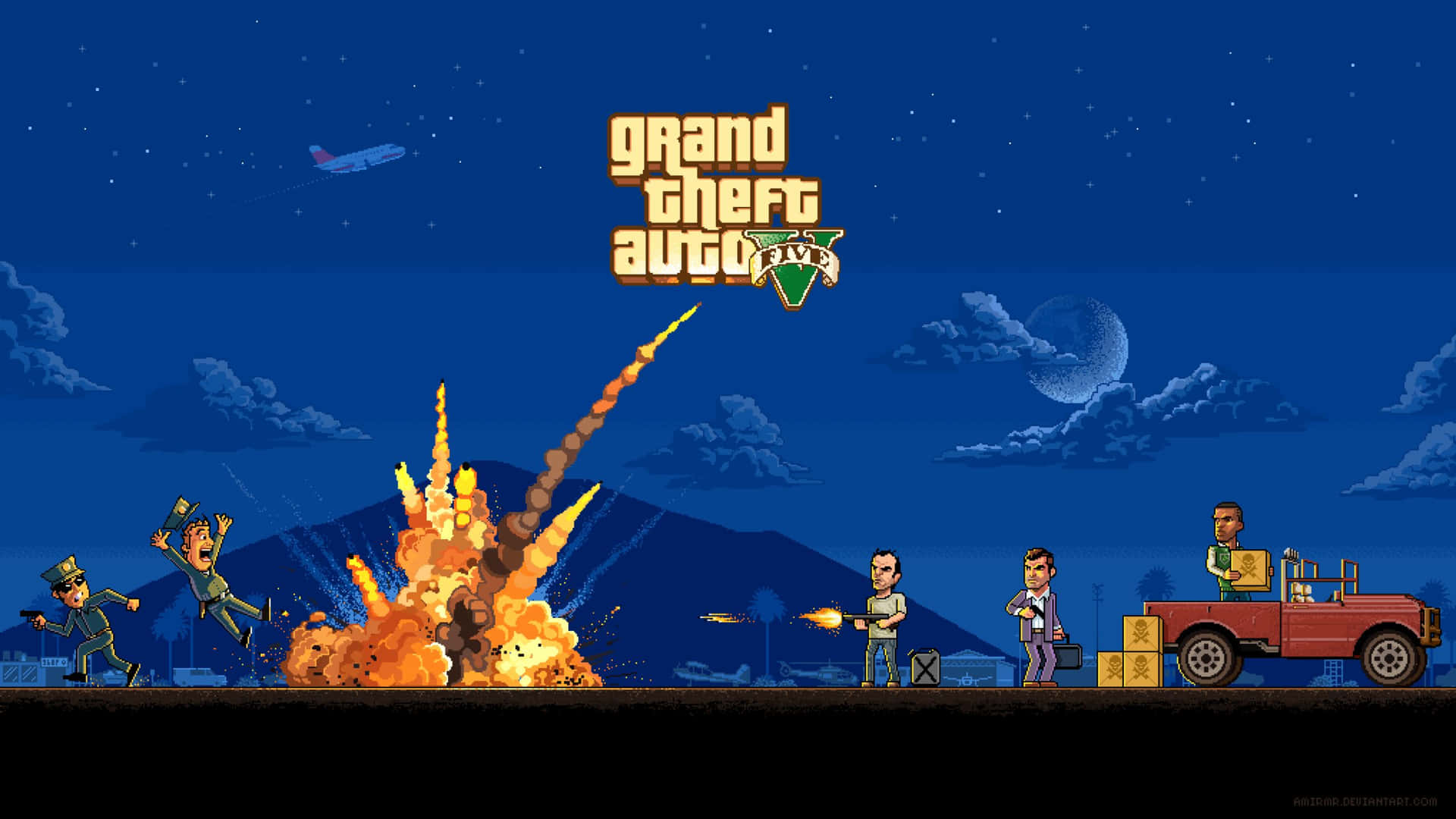 1440p Grand Theft Auto V Background Pixel Art