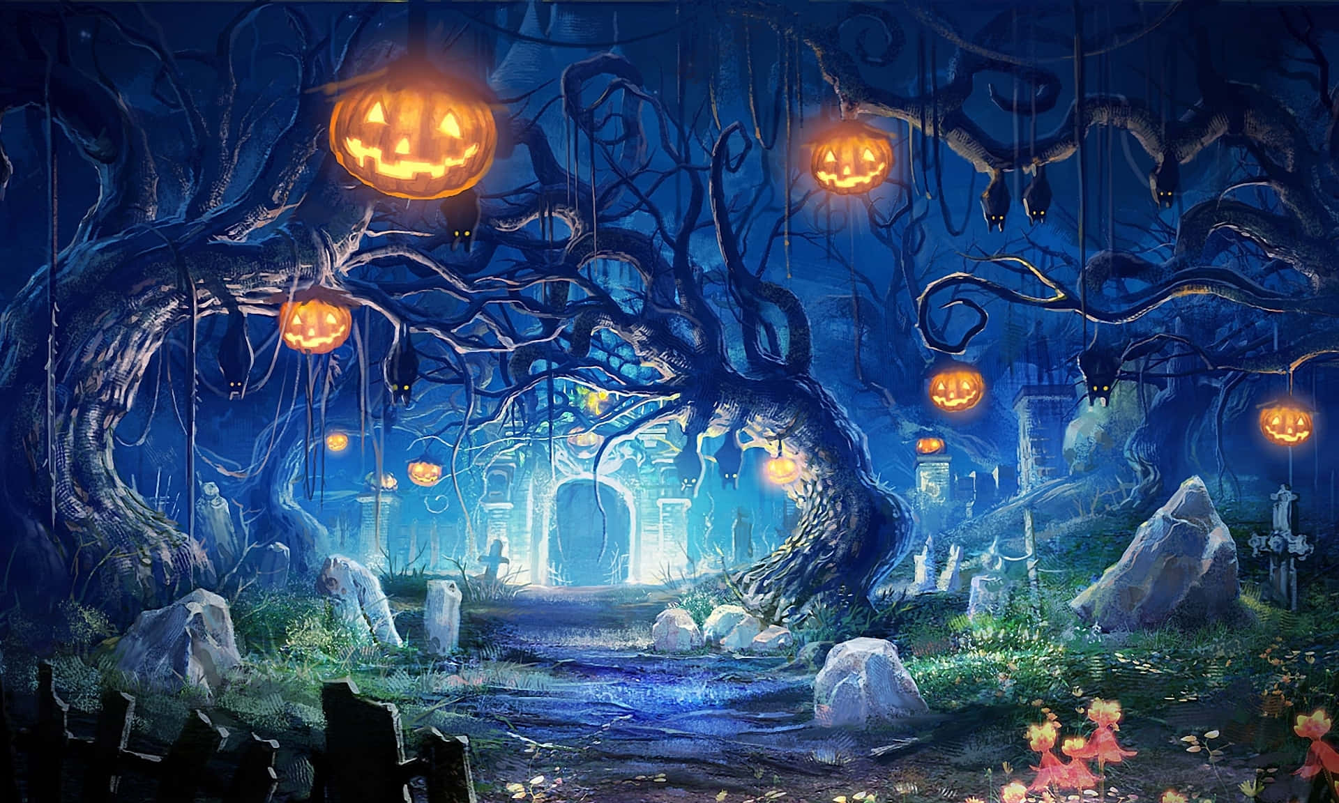 Spooky Halloween night in 1920 x 1080. Wallpaper