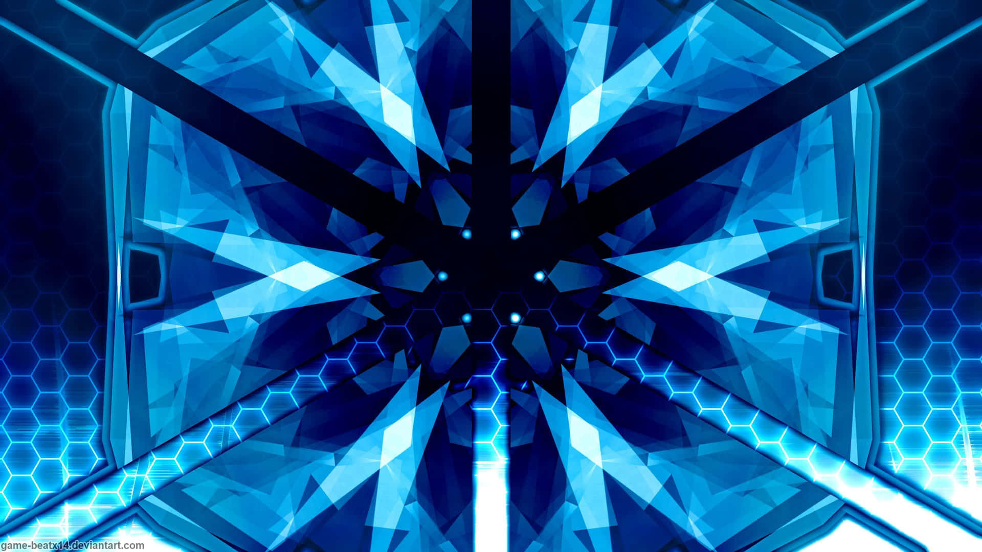 A Blue Abstract Design With Blue Lights Wallpaper