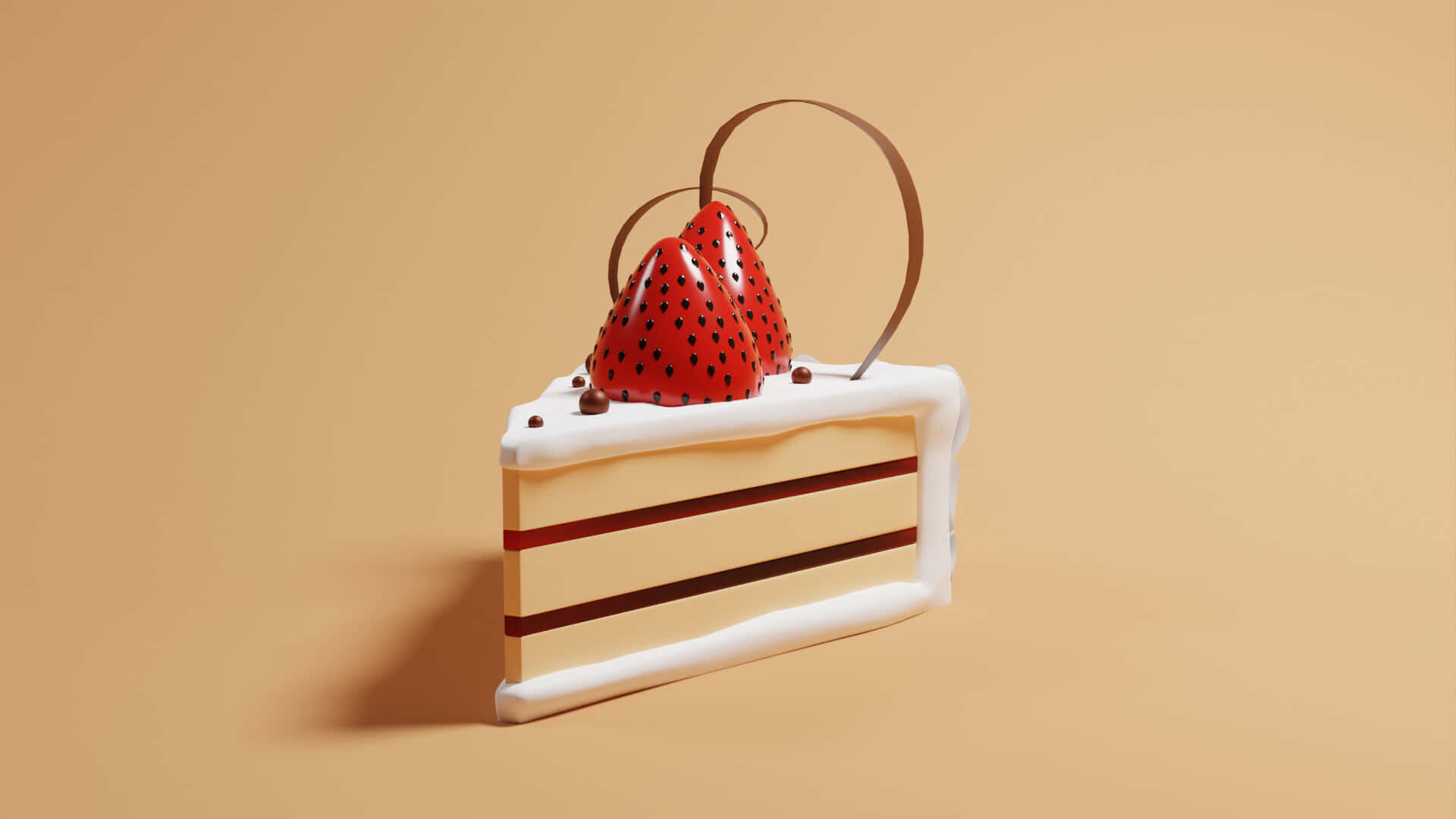 1920x1080 Desserts Background 3D Strawberry Cake