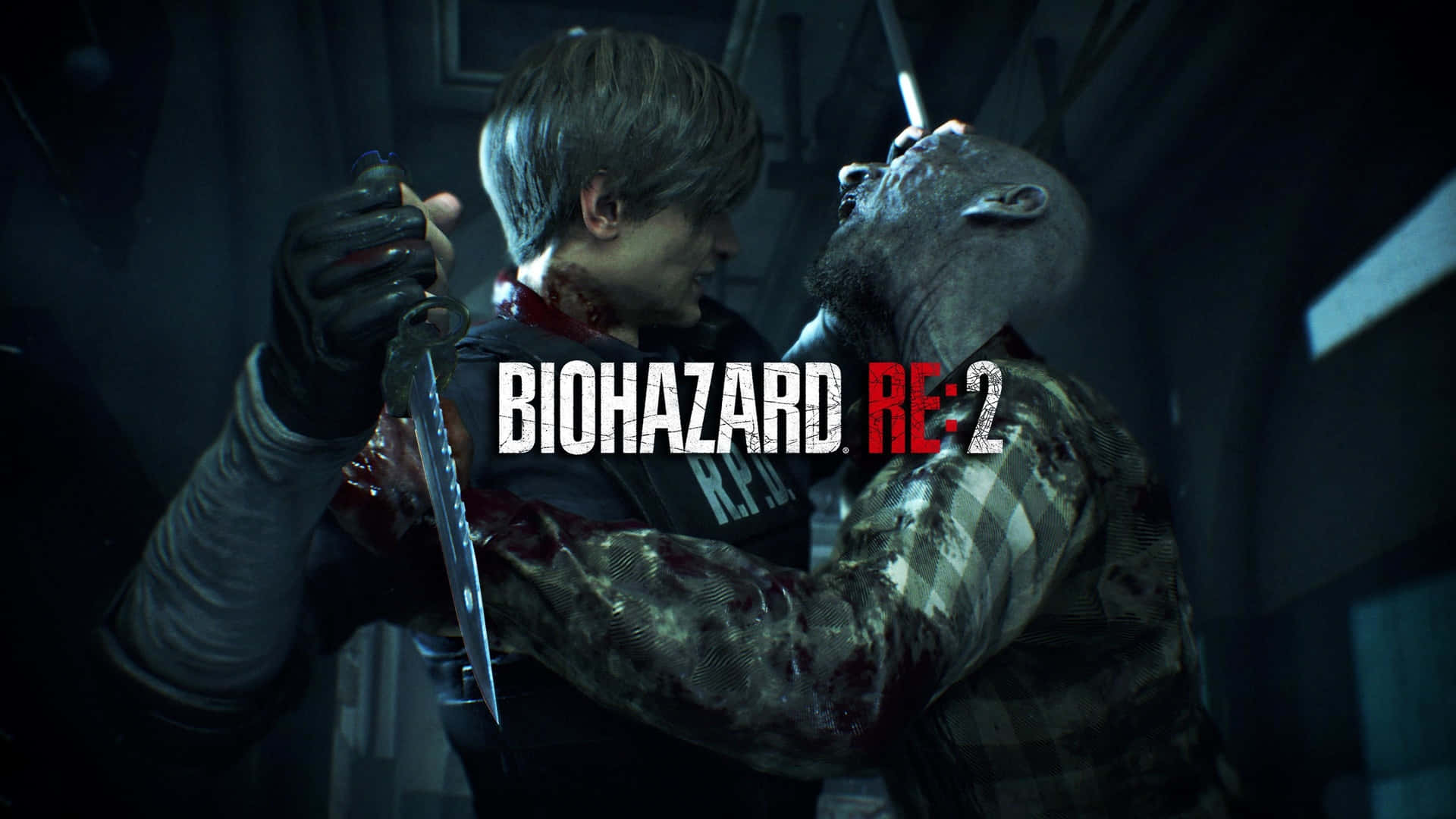 1920x1080 Resident Evil 2 Background Leon Kennedy Fighting Zombie