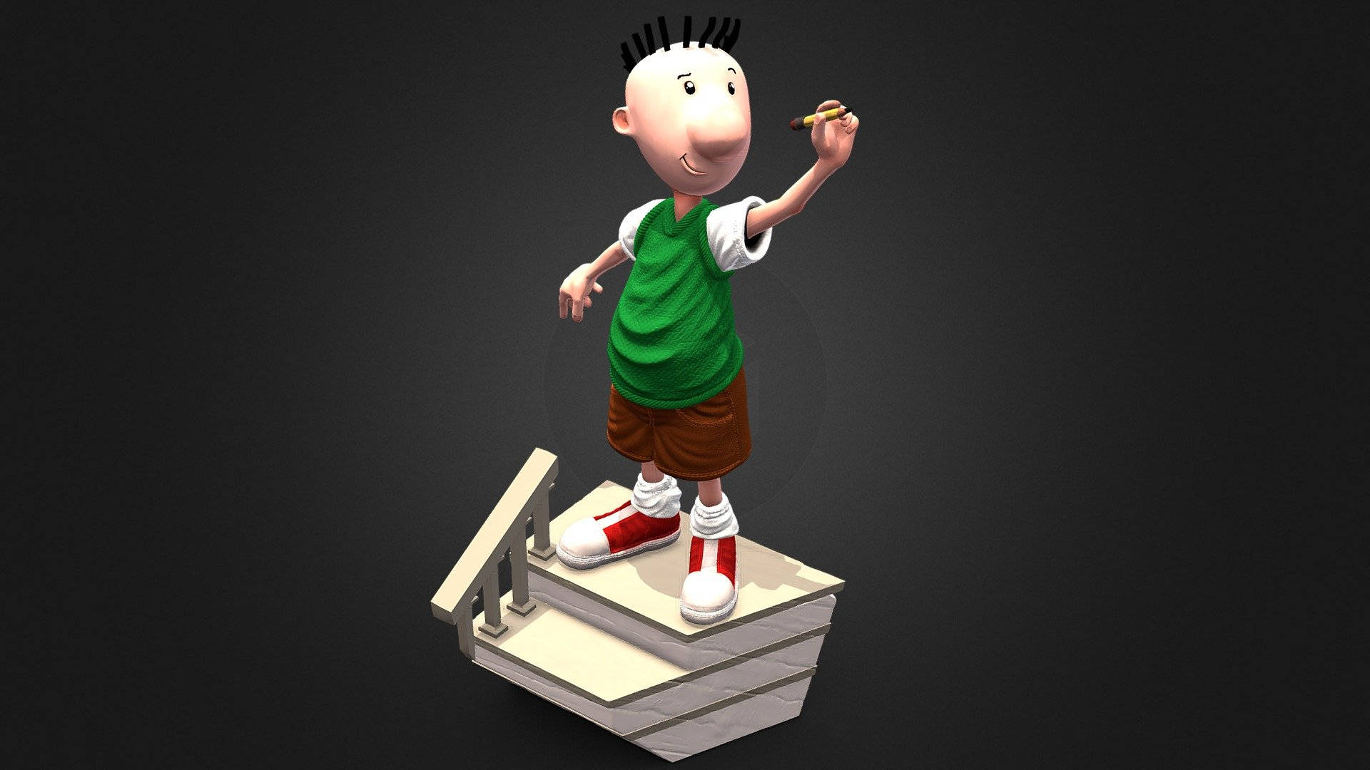 3D Doug In Stairs Wallpaper