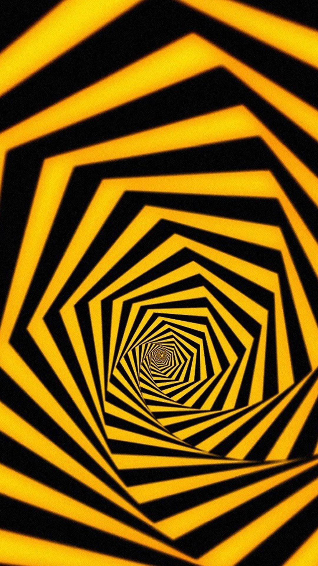 3d Iphone Black And Yellow Spiral Wallpaper