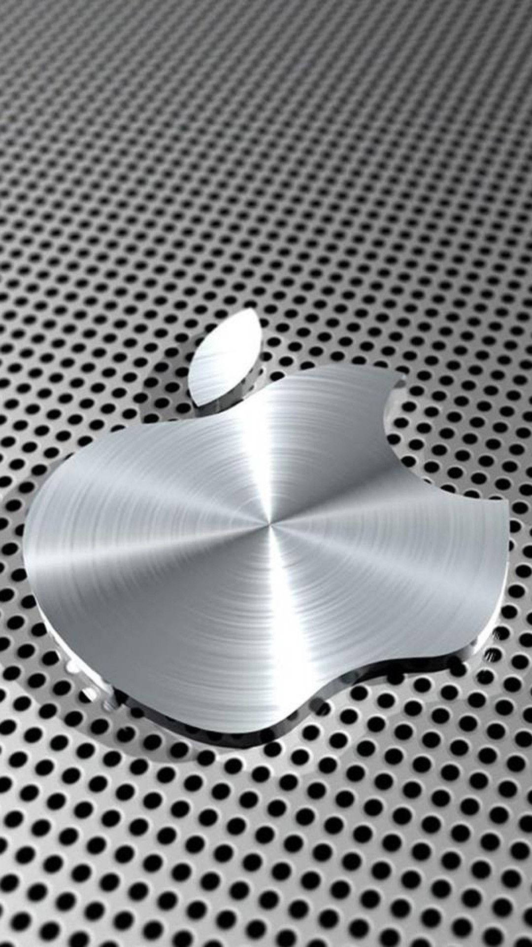 3d Iphone Silver Metal Apple Logo Wallpaper