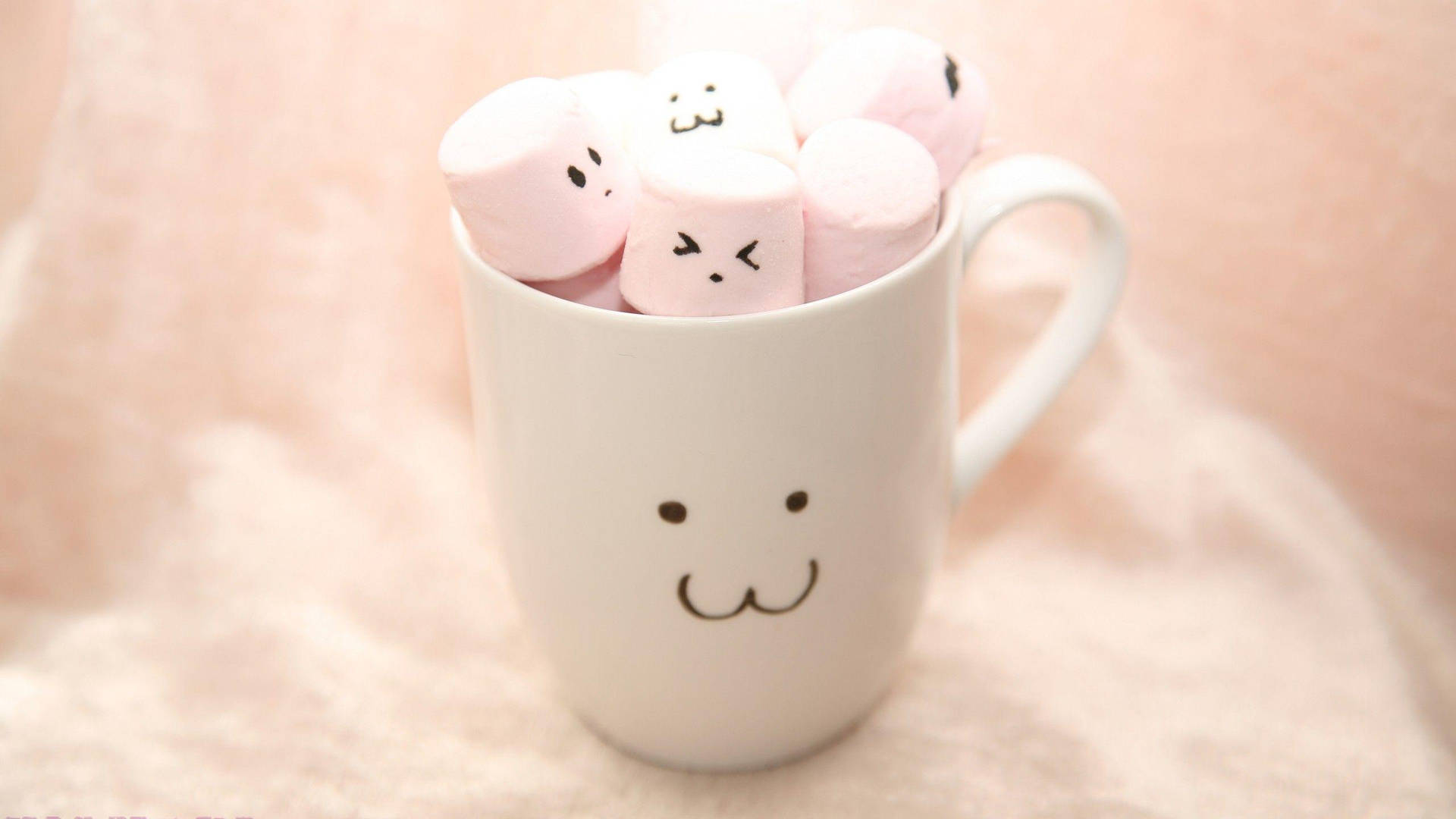 Delectable Display of 3D Marshmallow in a White Mug Wallpaper