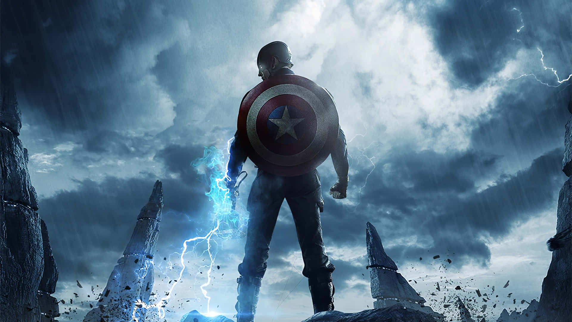4k Captain America With A Gloomy Sky Wallpaper