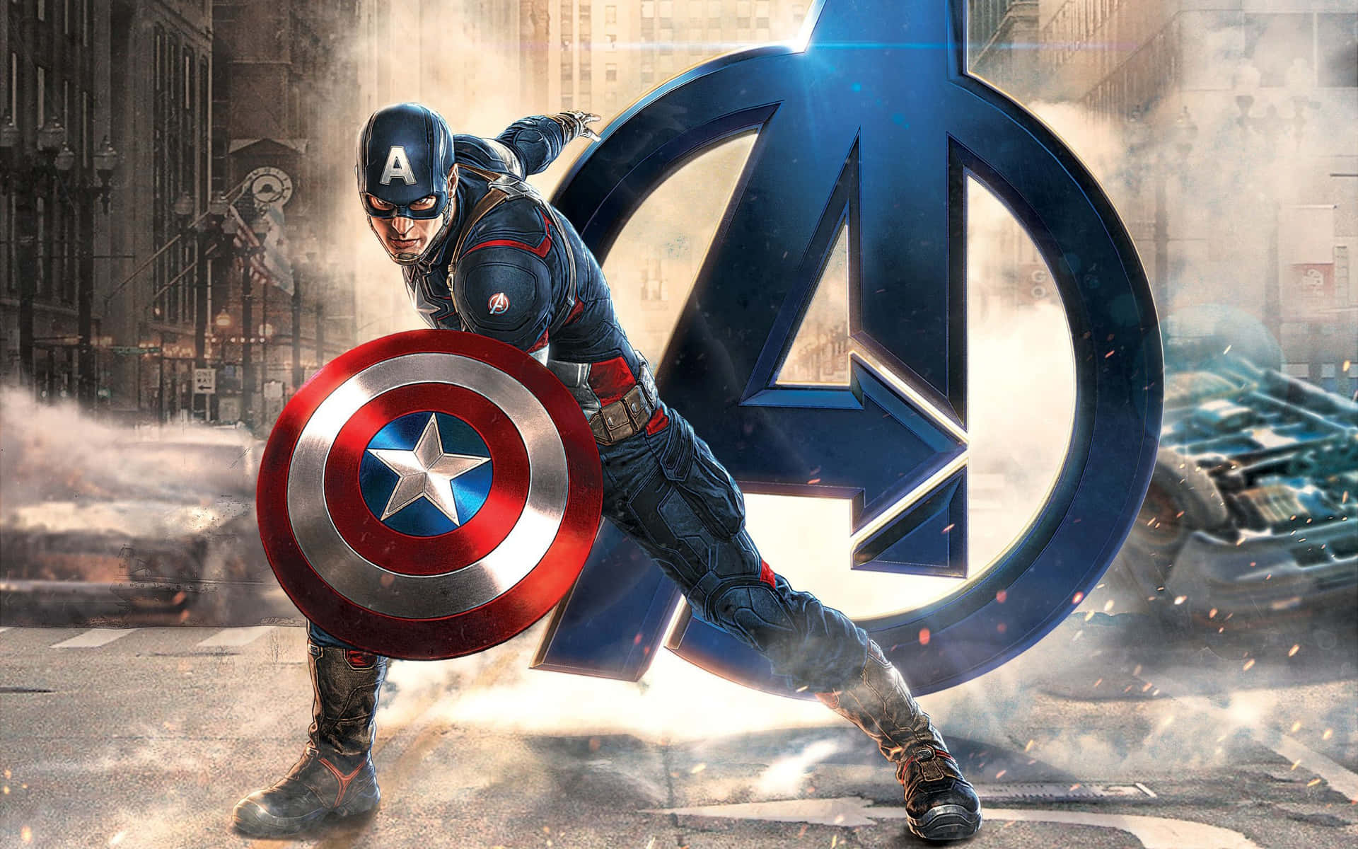 4k Captain America With The Avengers Logo Wallpaper