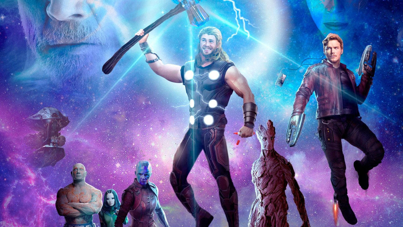 4k Guardians Of The Galaxy With Thor Wallpaper