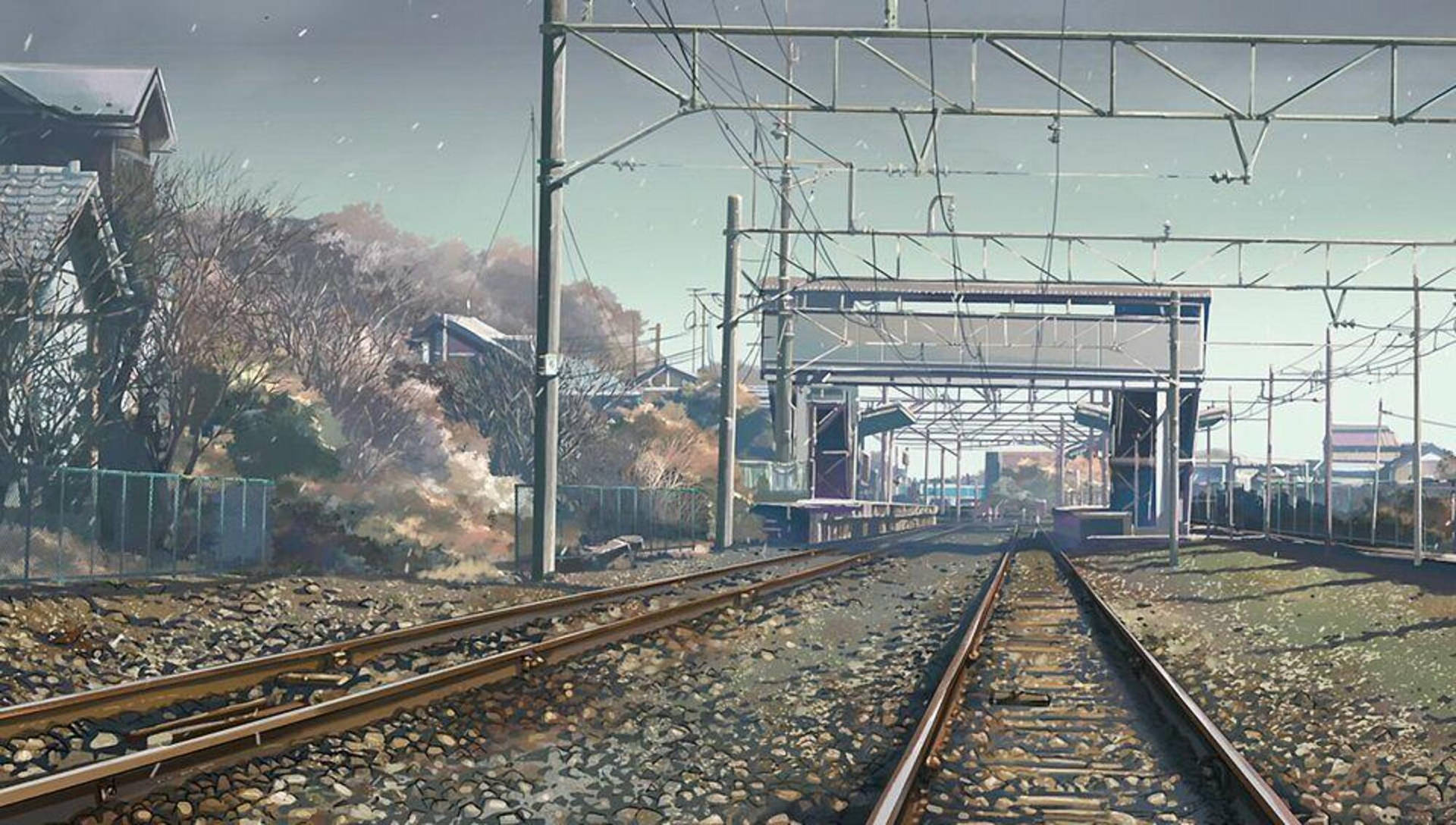 5 Centimeters Per Second Train Track Wallpaper
