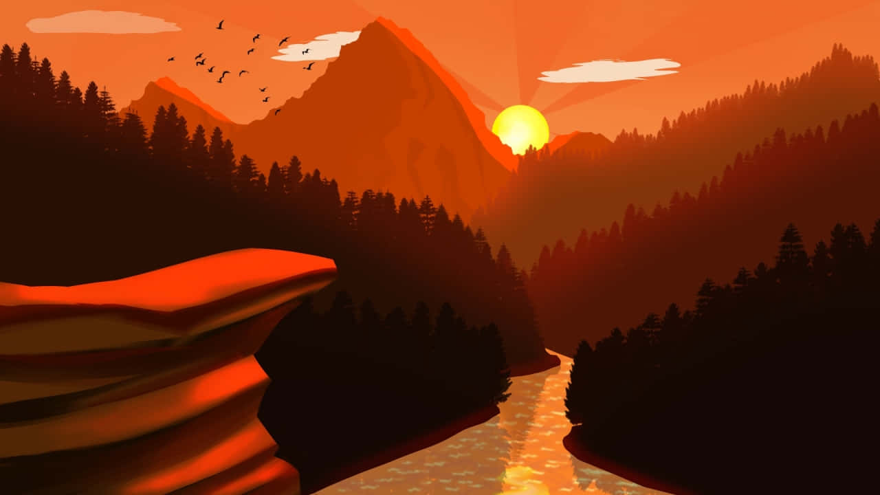 720p Nature Mountains Illustration Background