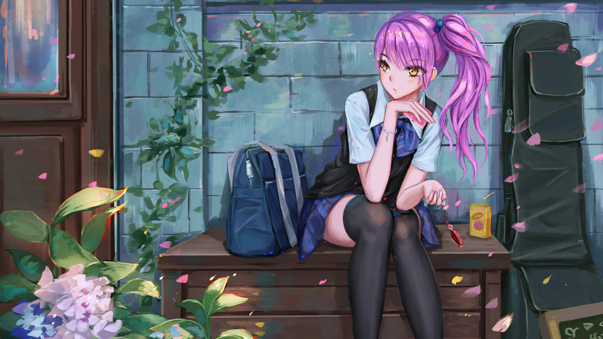8k Anime Fantasy Schoolgirl Wallpaper