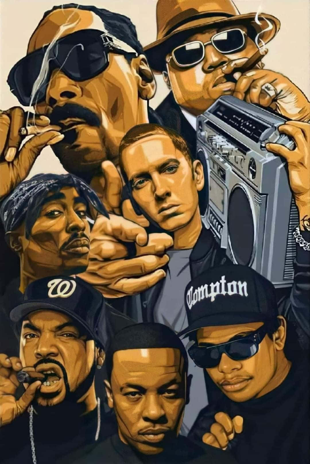 A Group Of People With A Radio And A Boombox Wallpaper