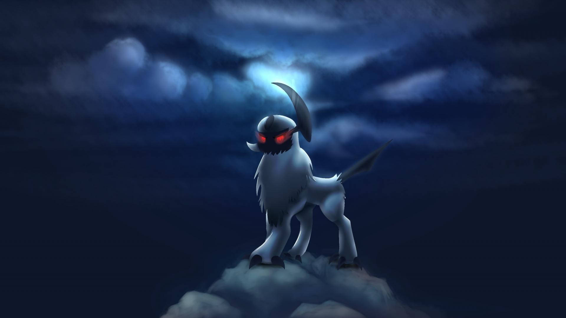 Absol On Cloudy Cliff Wallpaper