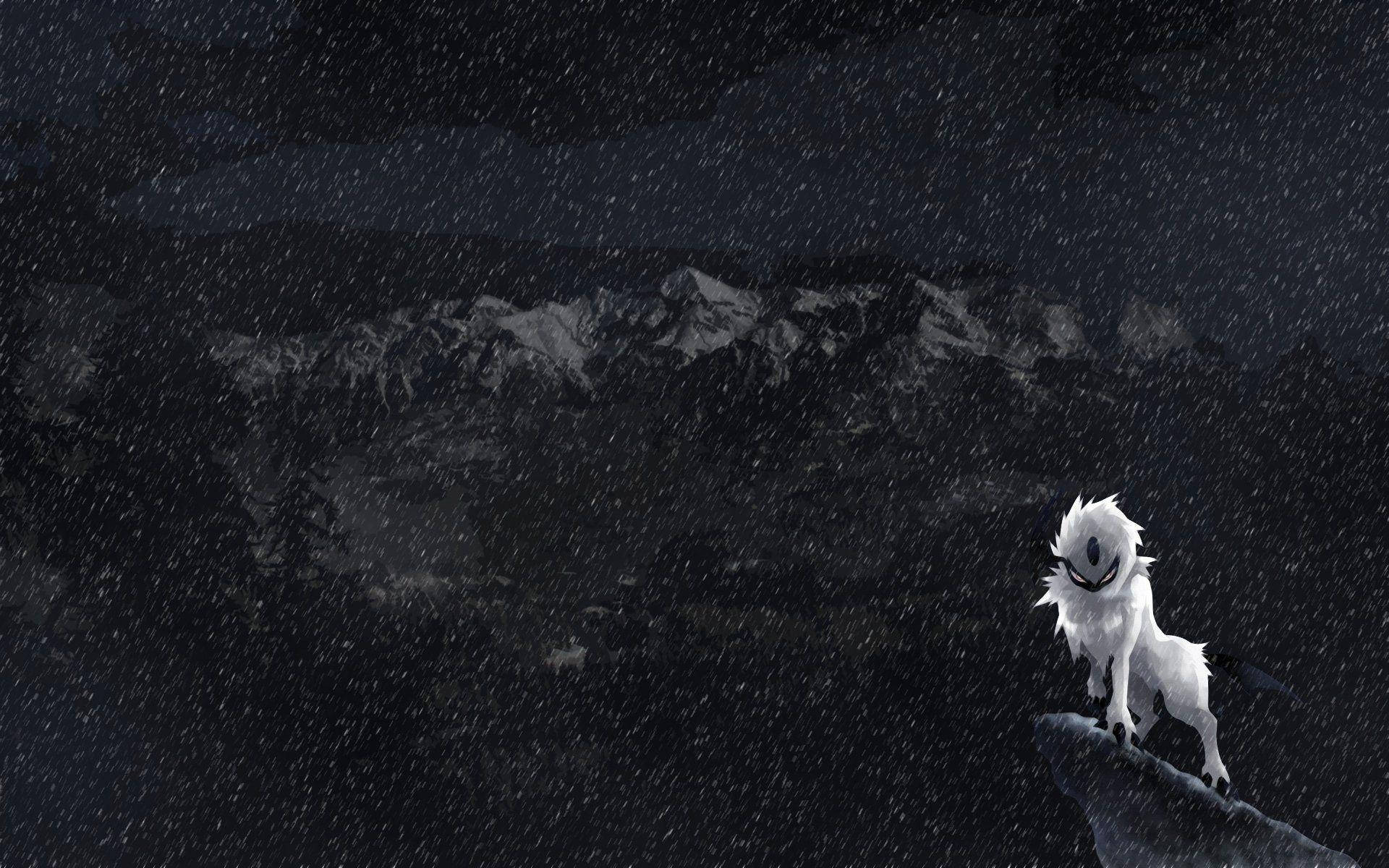 Absol On Snowy Cliff Wallpaper