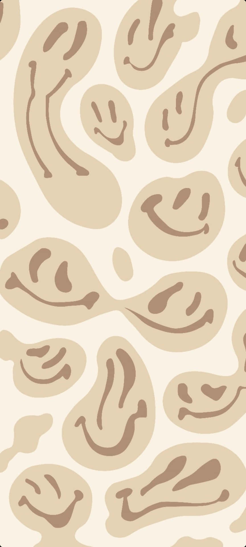 Abstract Beige Dripping Aesthetic Trippy Smiley Face Wallpaper