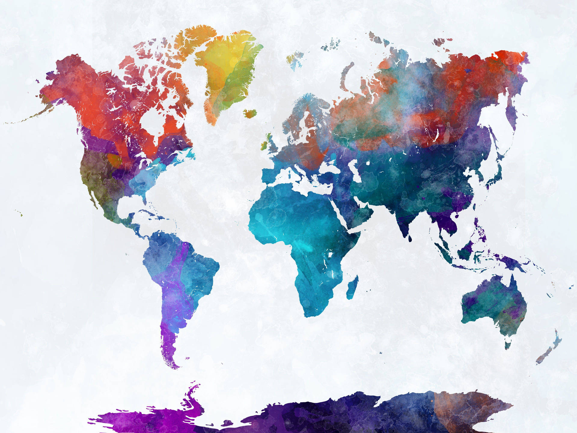 Abstract Watercolor World Map Wallpaper
