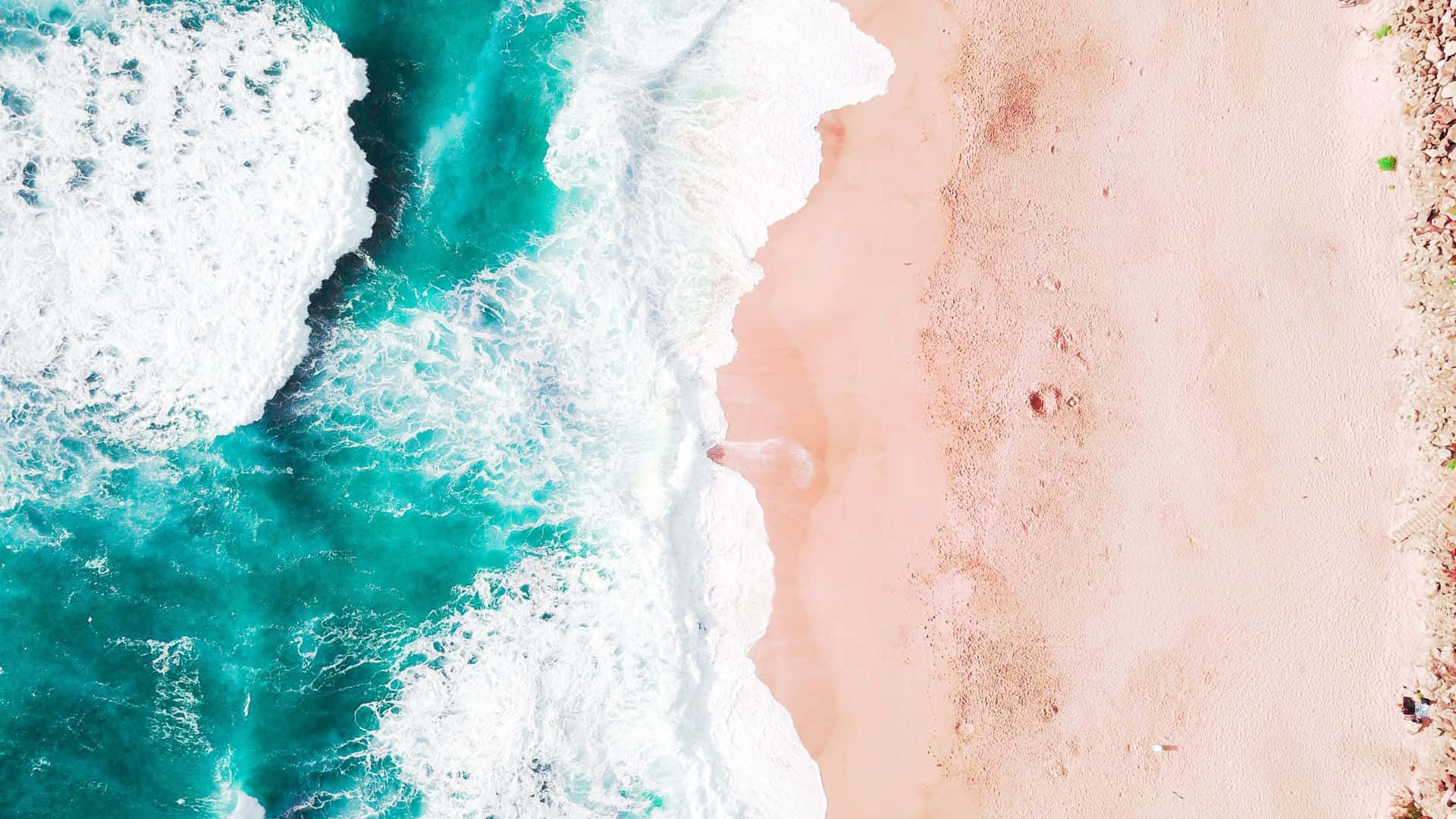 Aerial Beach Scene Ocean Waves Wallpaper