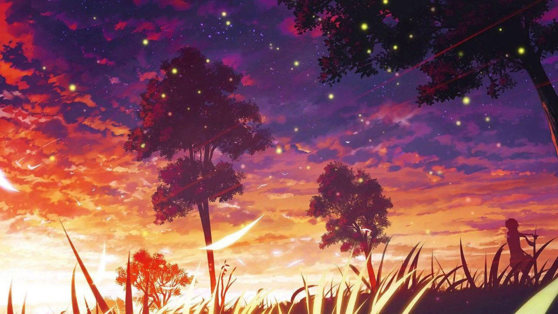 Aesthetic Art Fireflies Wallpaper