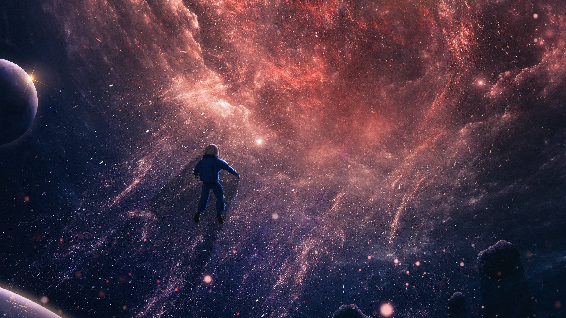 Aesthetic Galaxy Spaceman Wallpaper