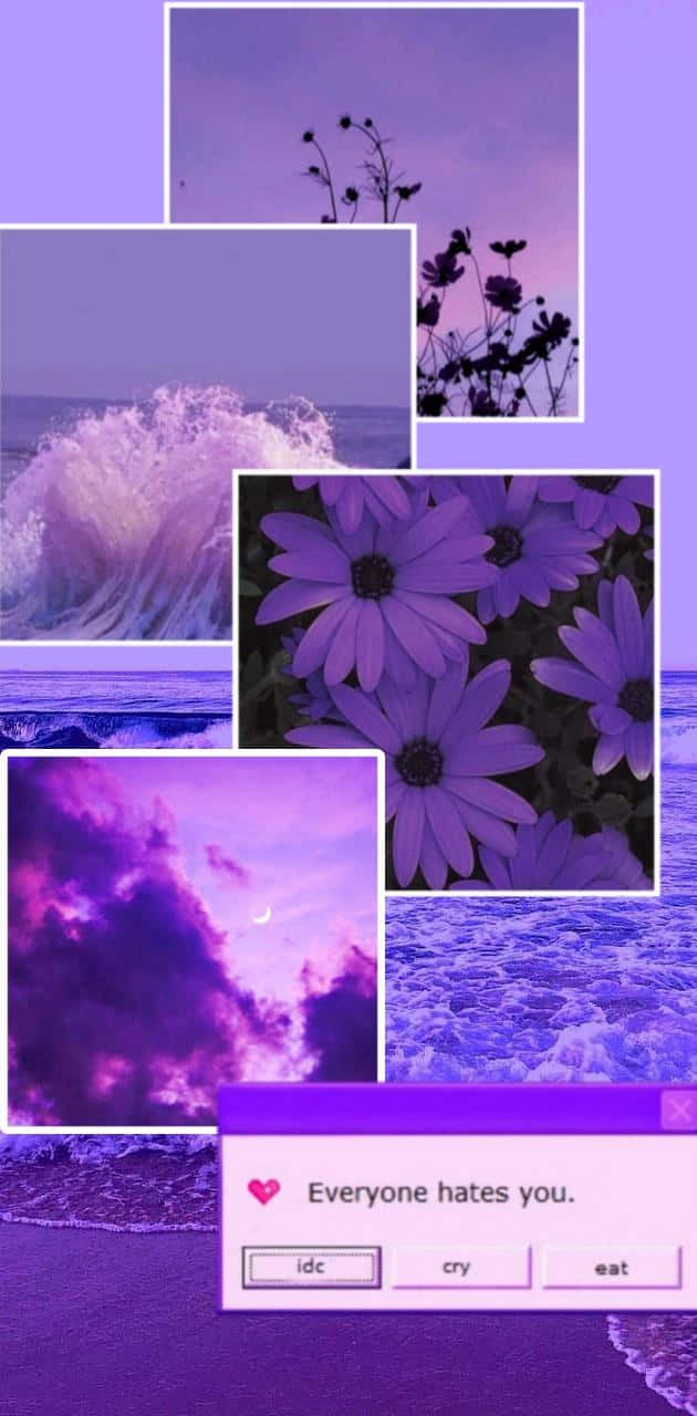 Floral And Beach Themed Illustration Aesthetic Purple Background