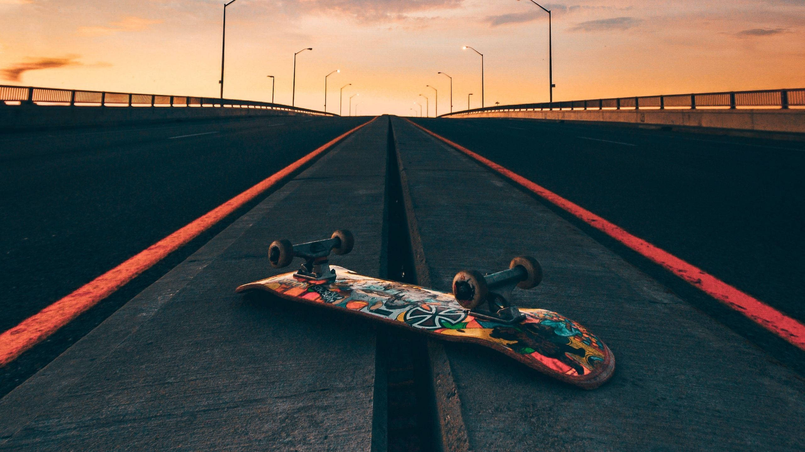 Aesthetic Skateboard Dark Road Wallpaper