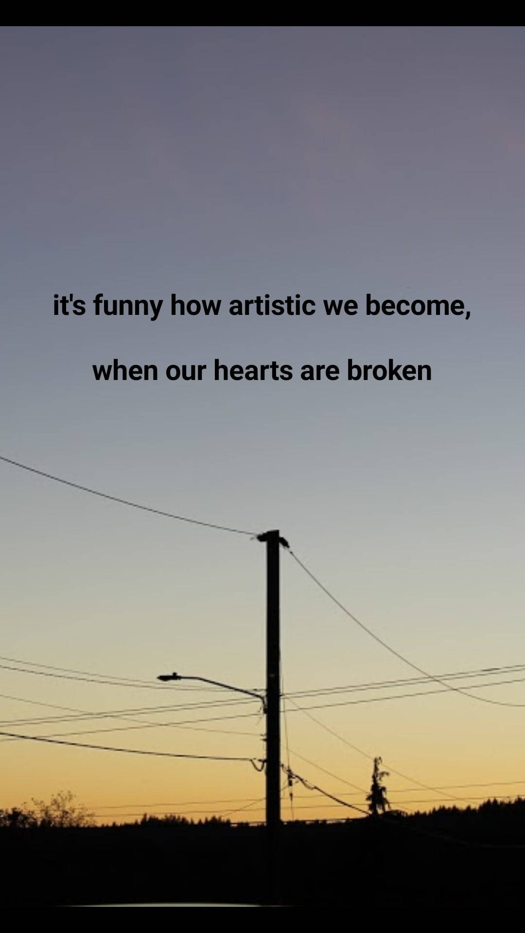 Aesthetic Sunset Hearts Broken Quote Wallpaper