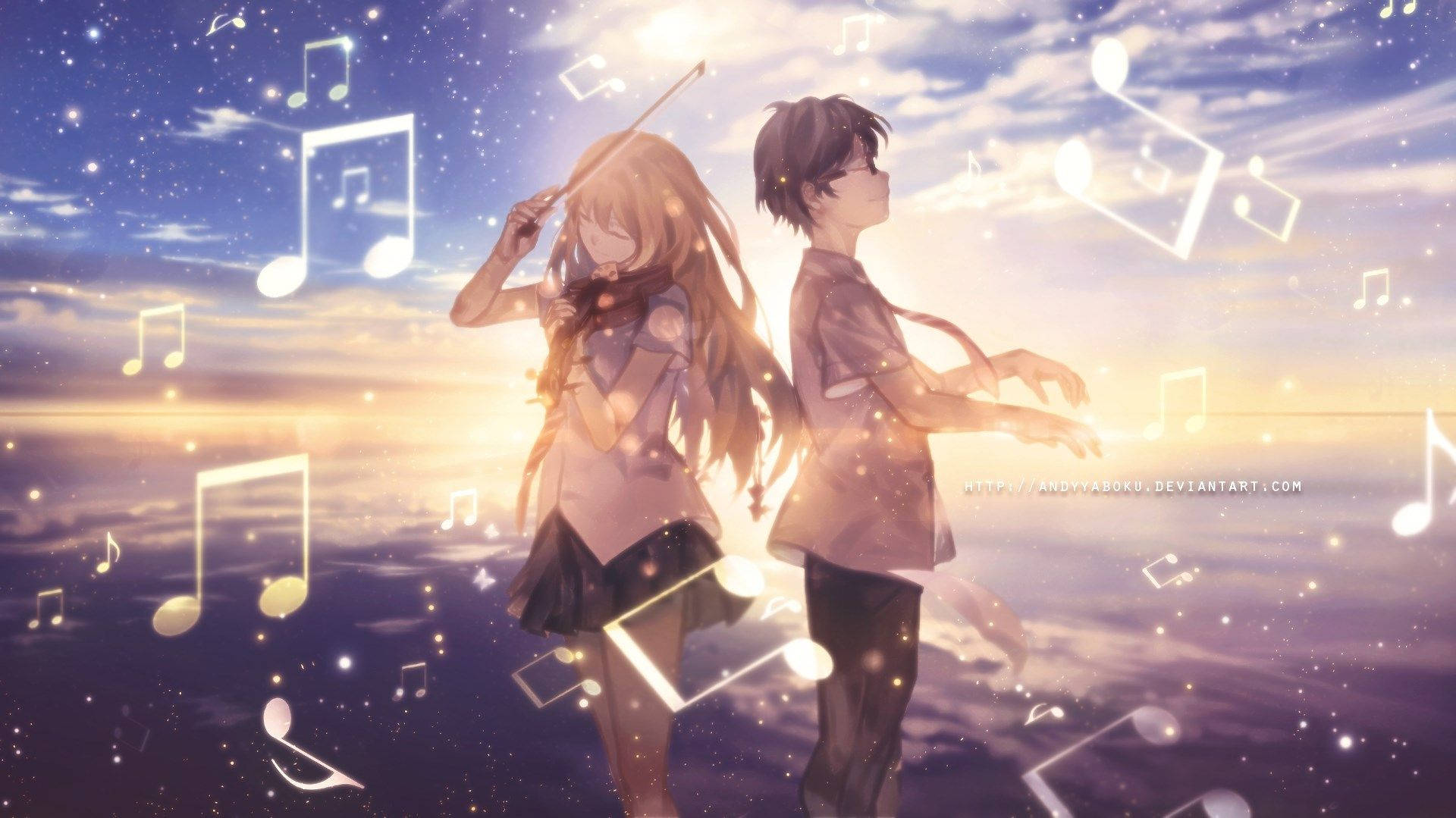 Light in the darkness – Music of friendship in Your Lie In April Wallpaper