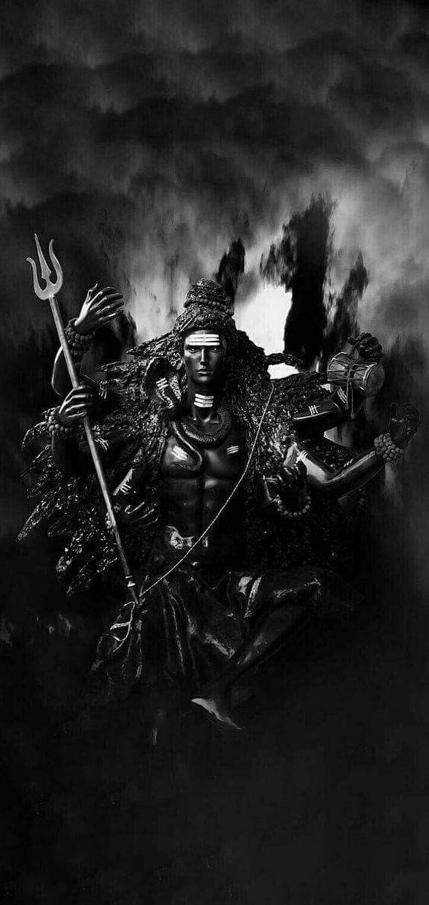 Amazing Dark Shiva Monochrome Wallpaper
