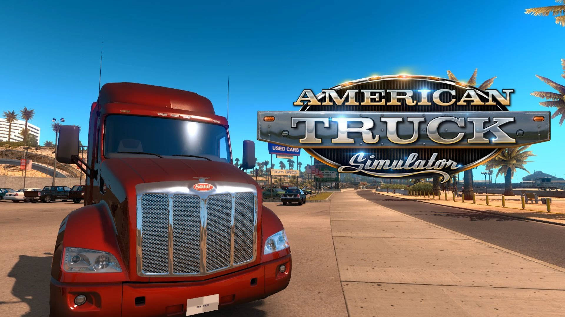 American Truck Simulator Red Peterbilt Truck Wallpaper