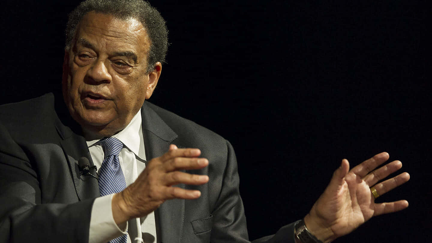 Andrew Young Gesturing With Both Hands Wallpaper