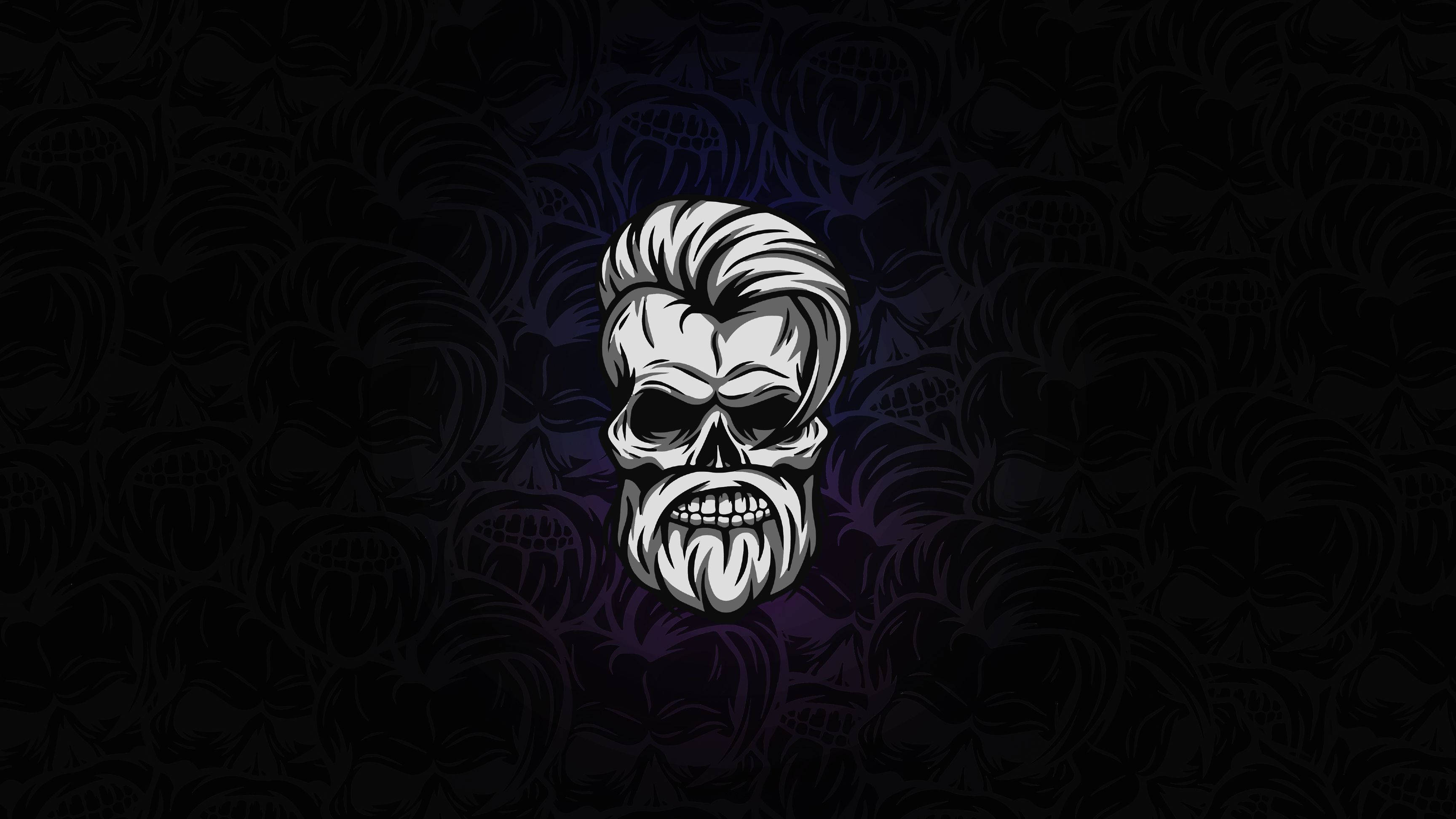 Fiery Skull with Beard Logo Wallpaper