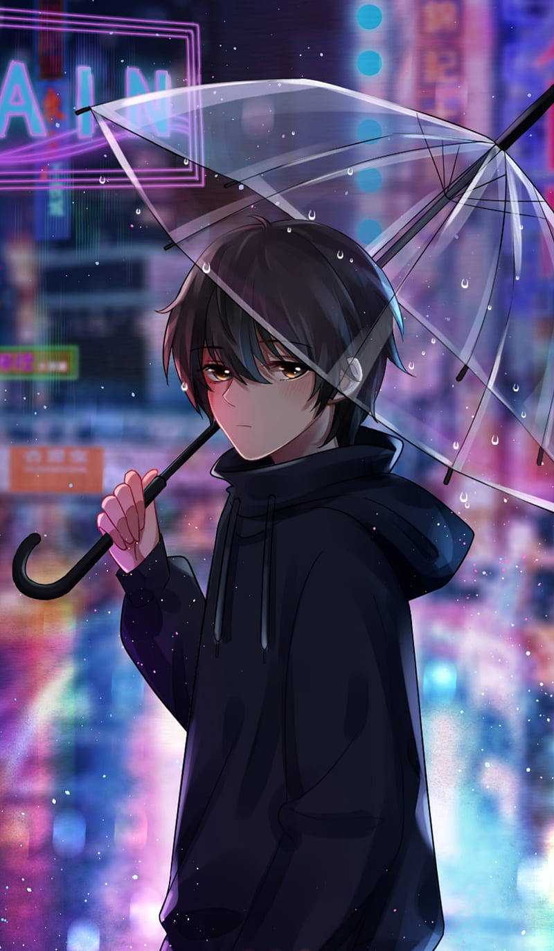 Anime Boy Dark Umbrella Wallpaper