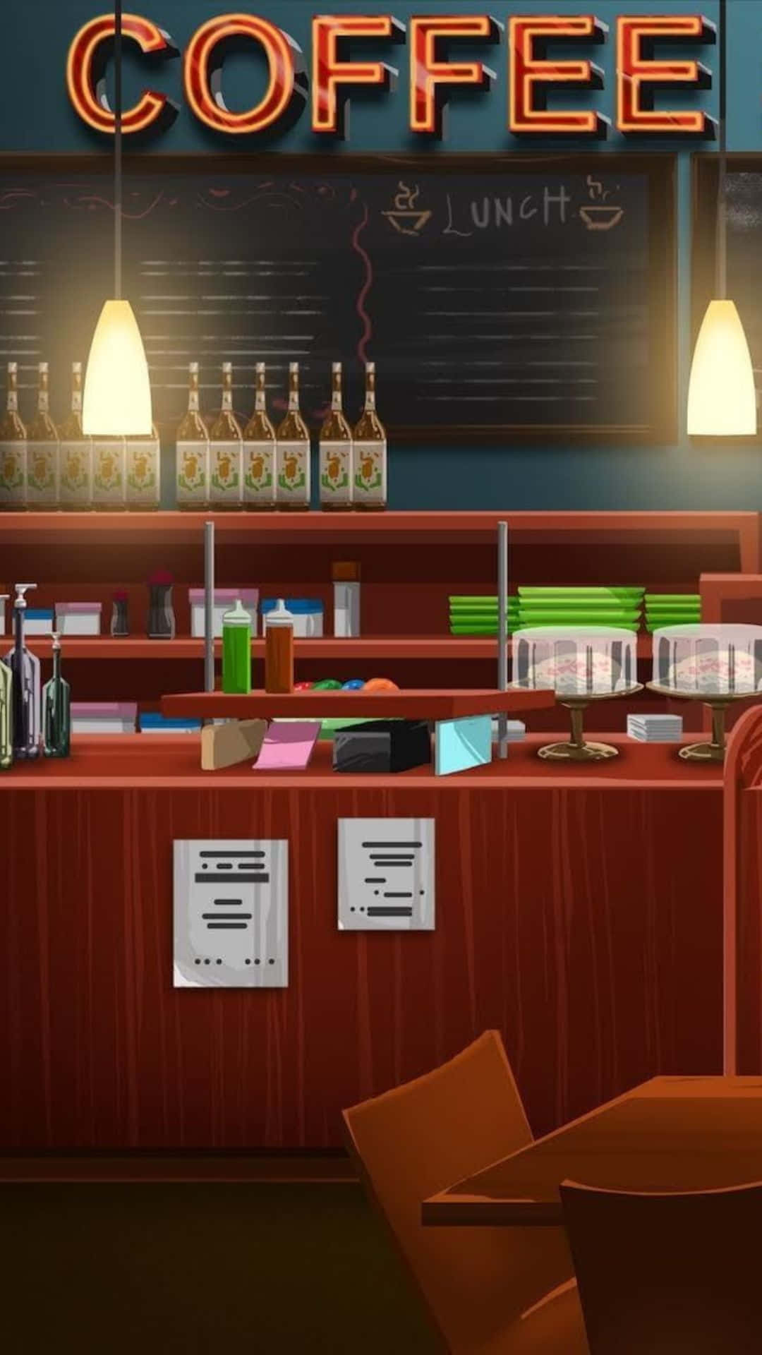 Anime Cafe Menu Counter Background