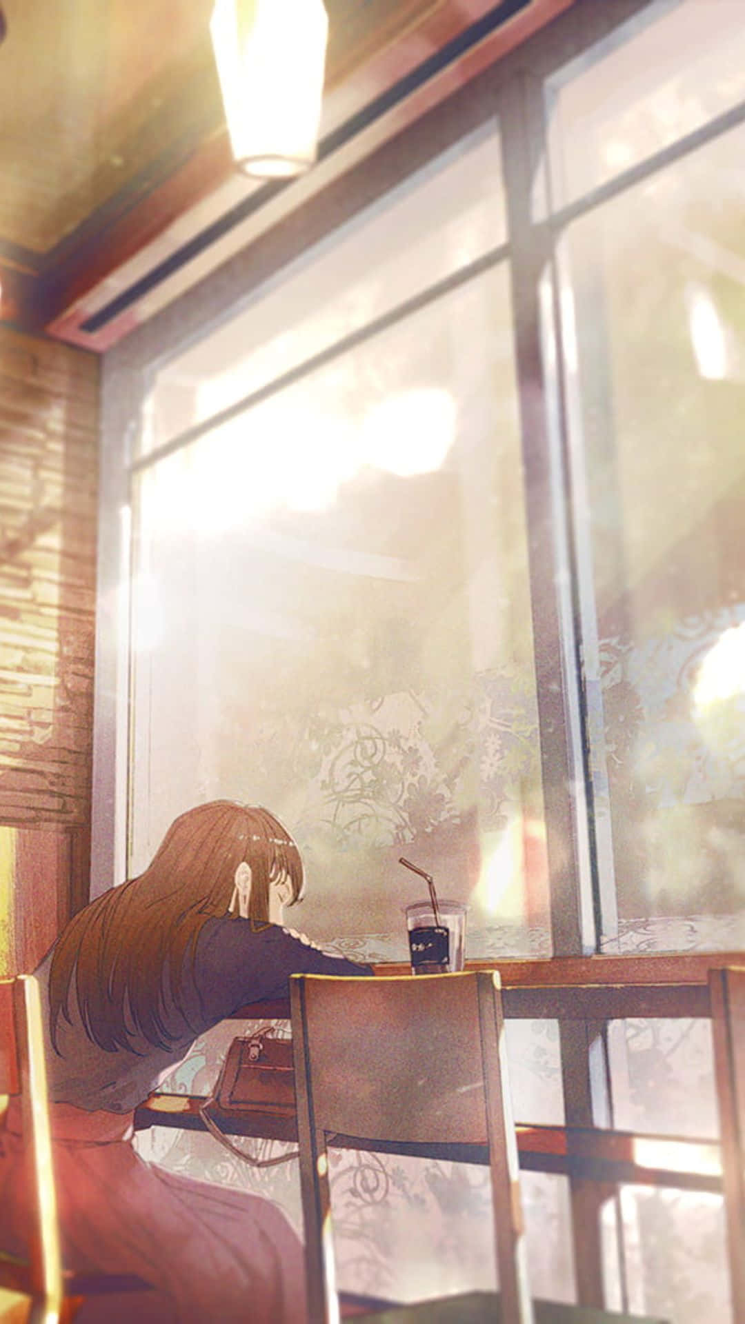 Sleeping Anime Girl Cafe Background