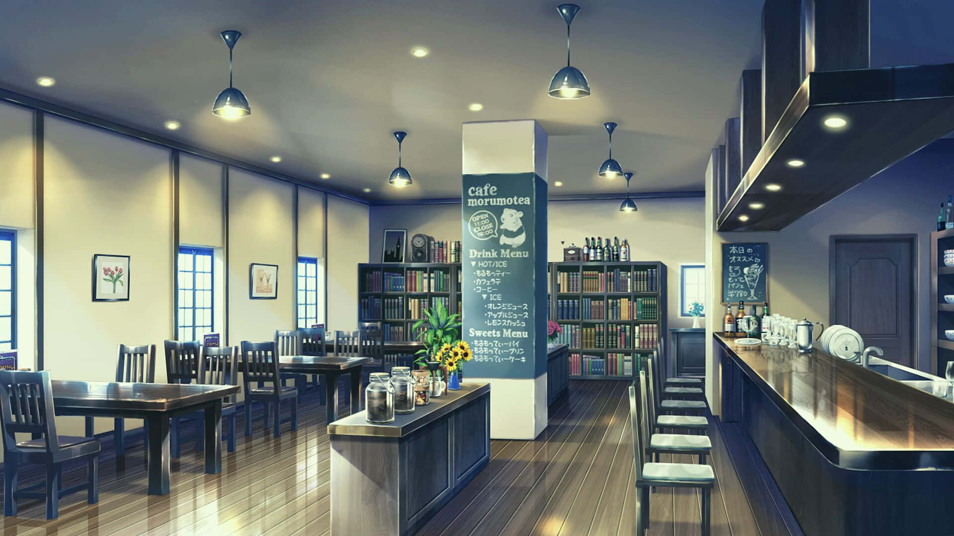 Anime Empty Cafe Background