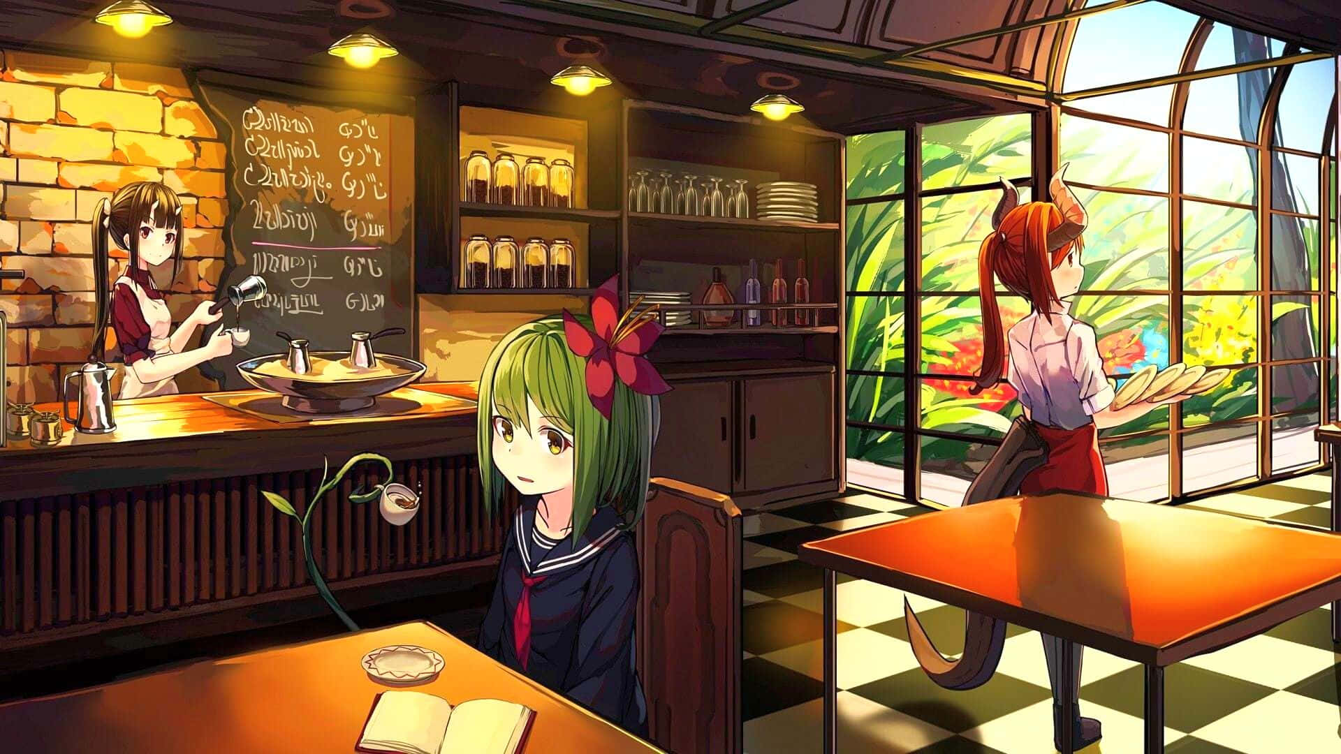 Student Anime Cafe Background