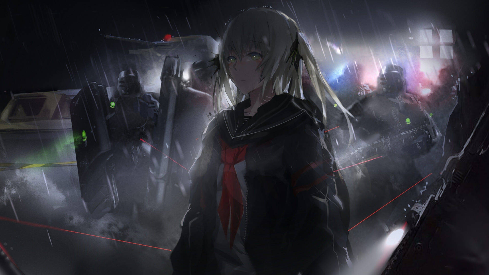Anime Gaming Soldier Dark Girl Wallpaper