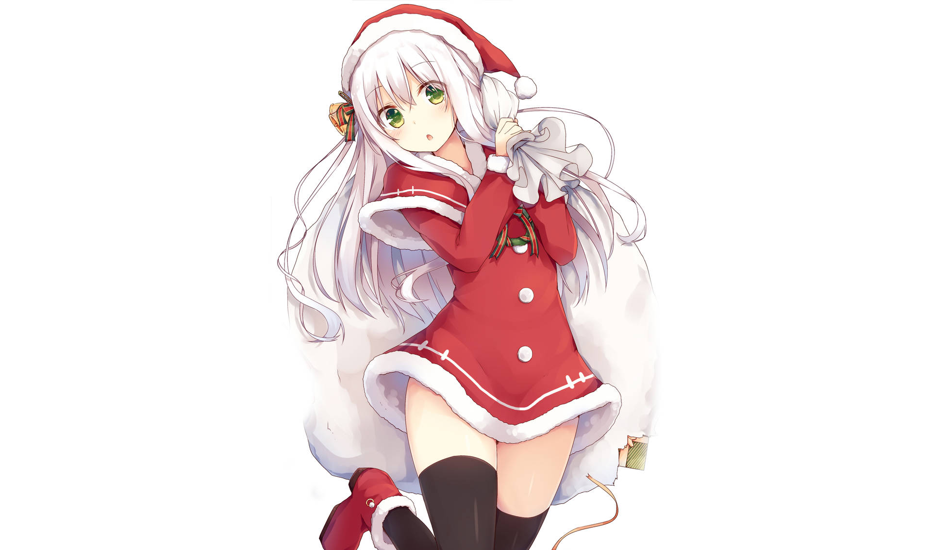 Anime Girl Christmas One Leg Up Wallpaper