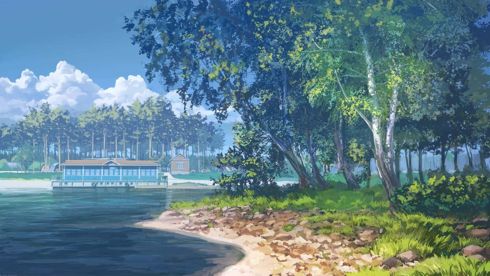 Anime Park Island Day Background