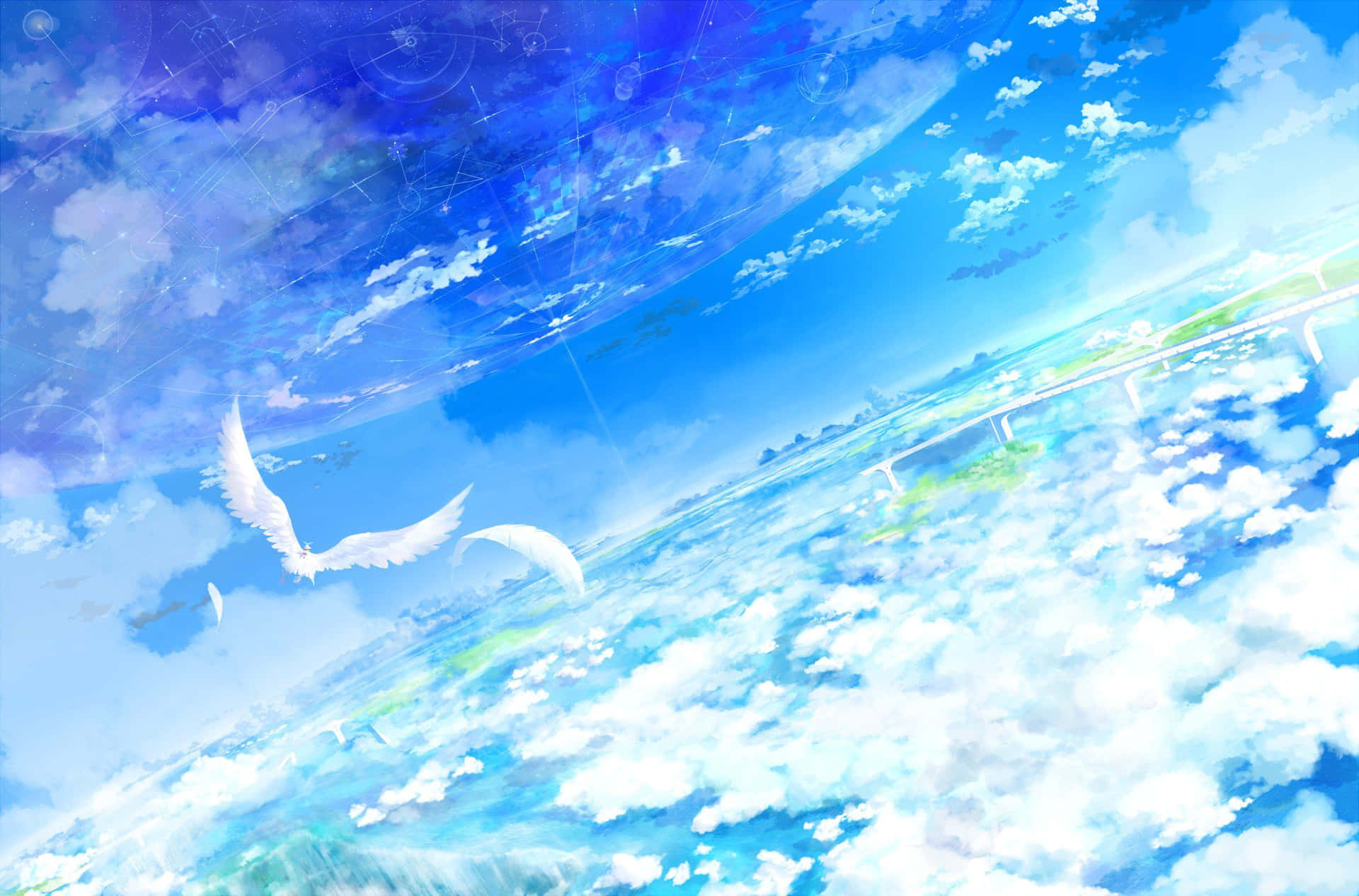 Gazing at the beautiful Anime Sky Wallpaper