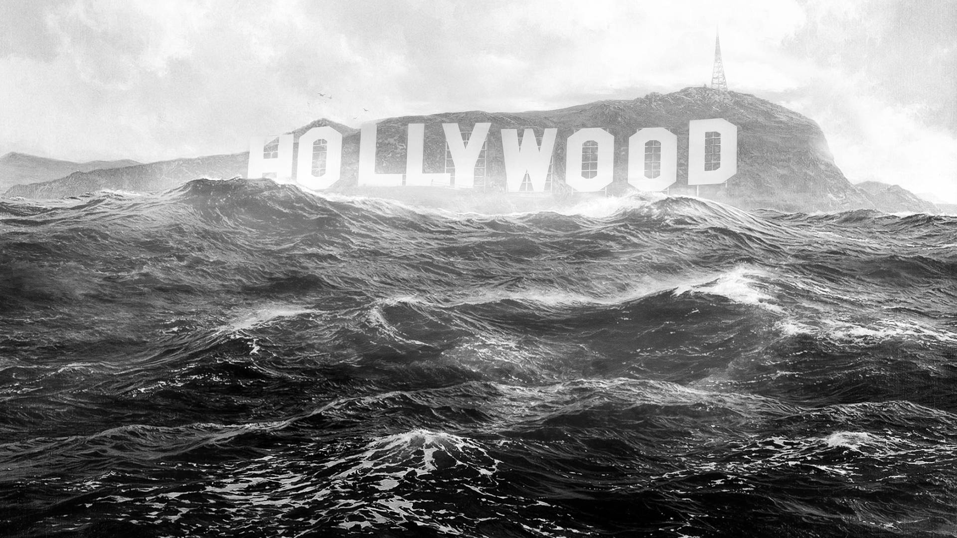 Hollywood under Apocalyptic Flood Wallpaper