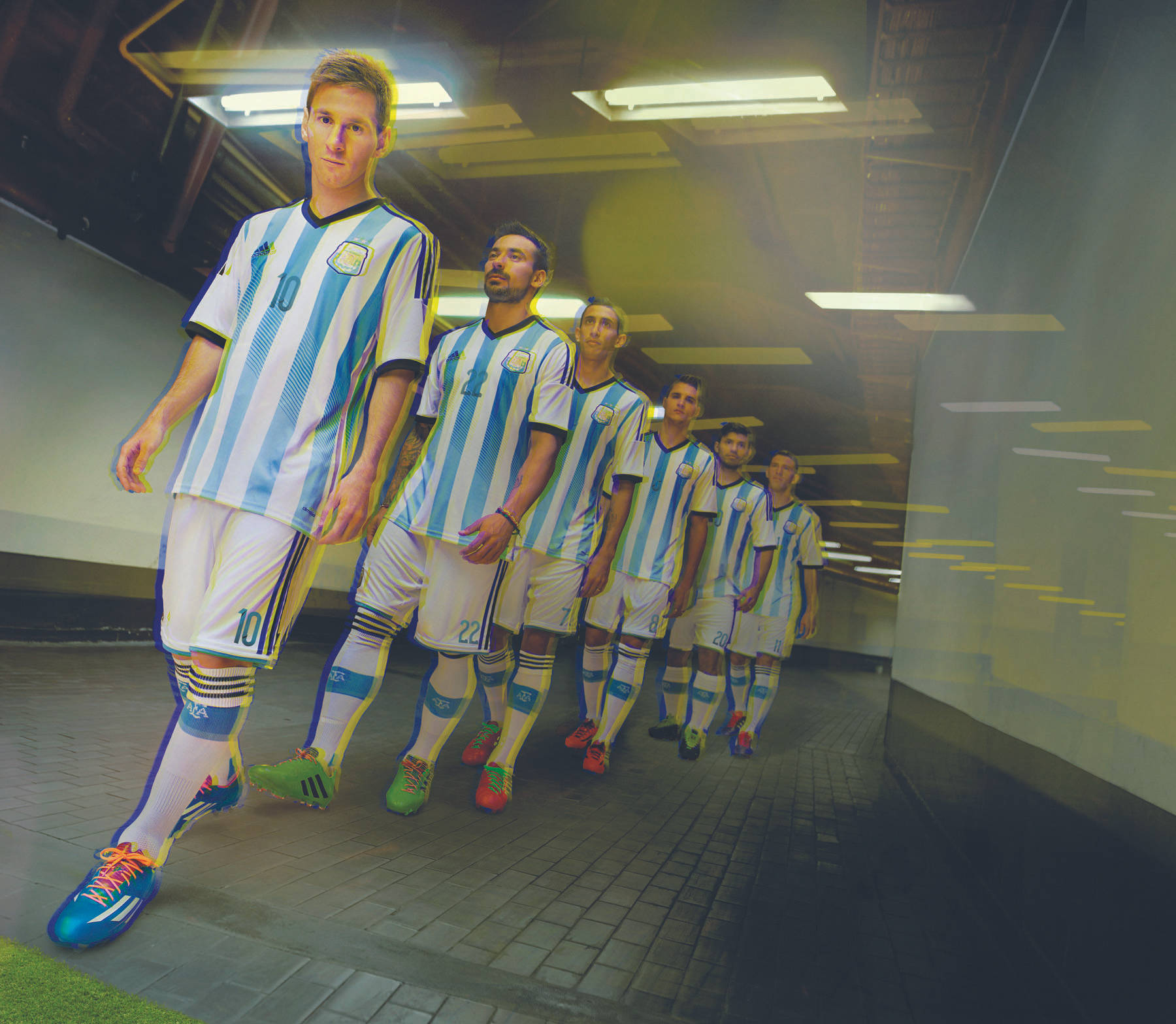 Argentina National Football Team Players In Hallway Wallpaper