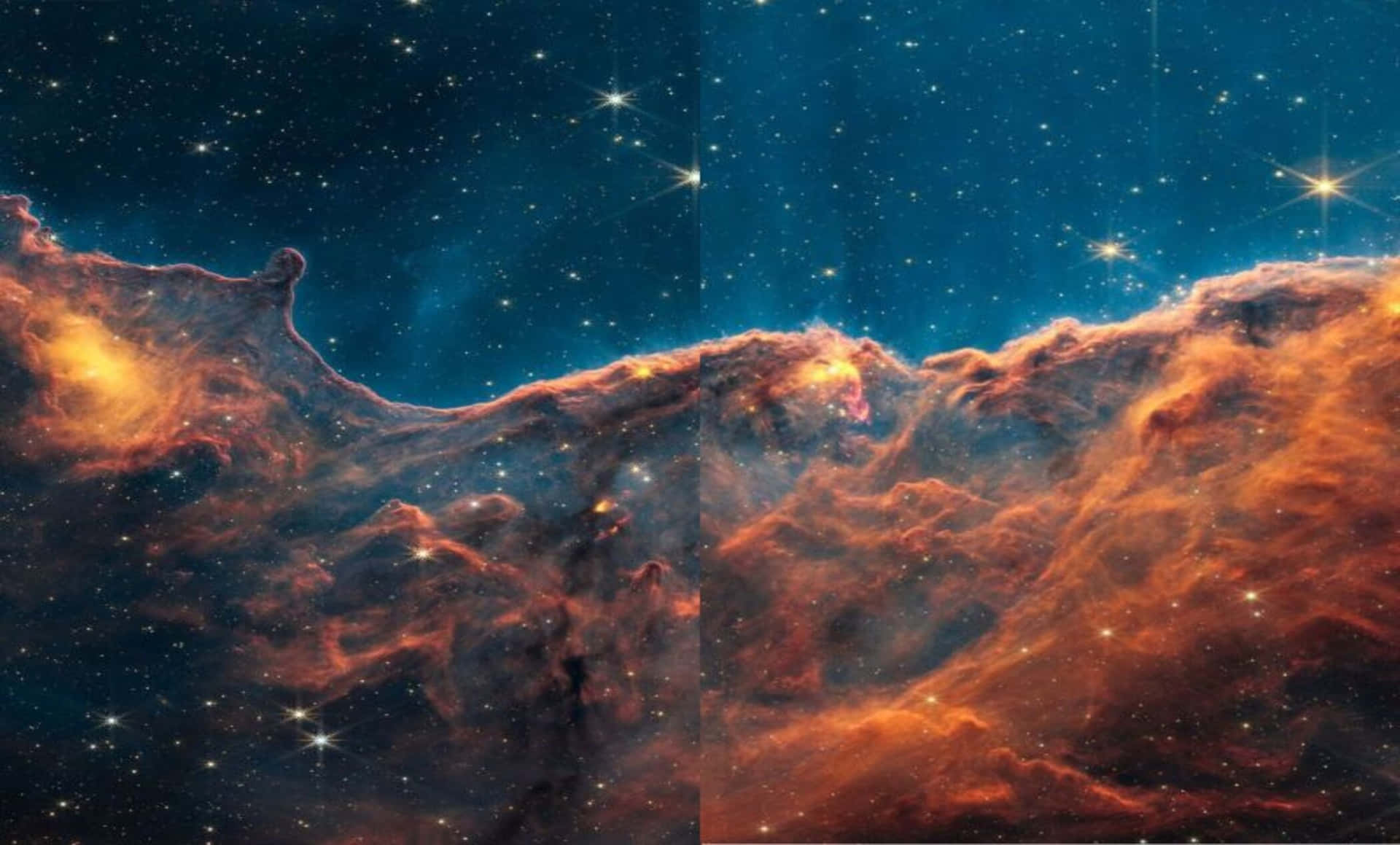 Astronomy Carina Nebula Orange And Blue Wallpaper