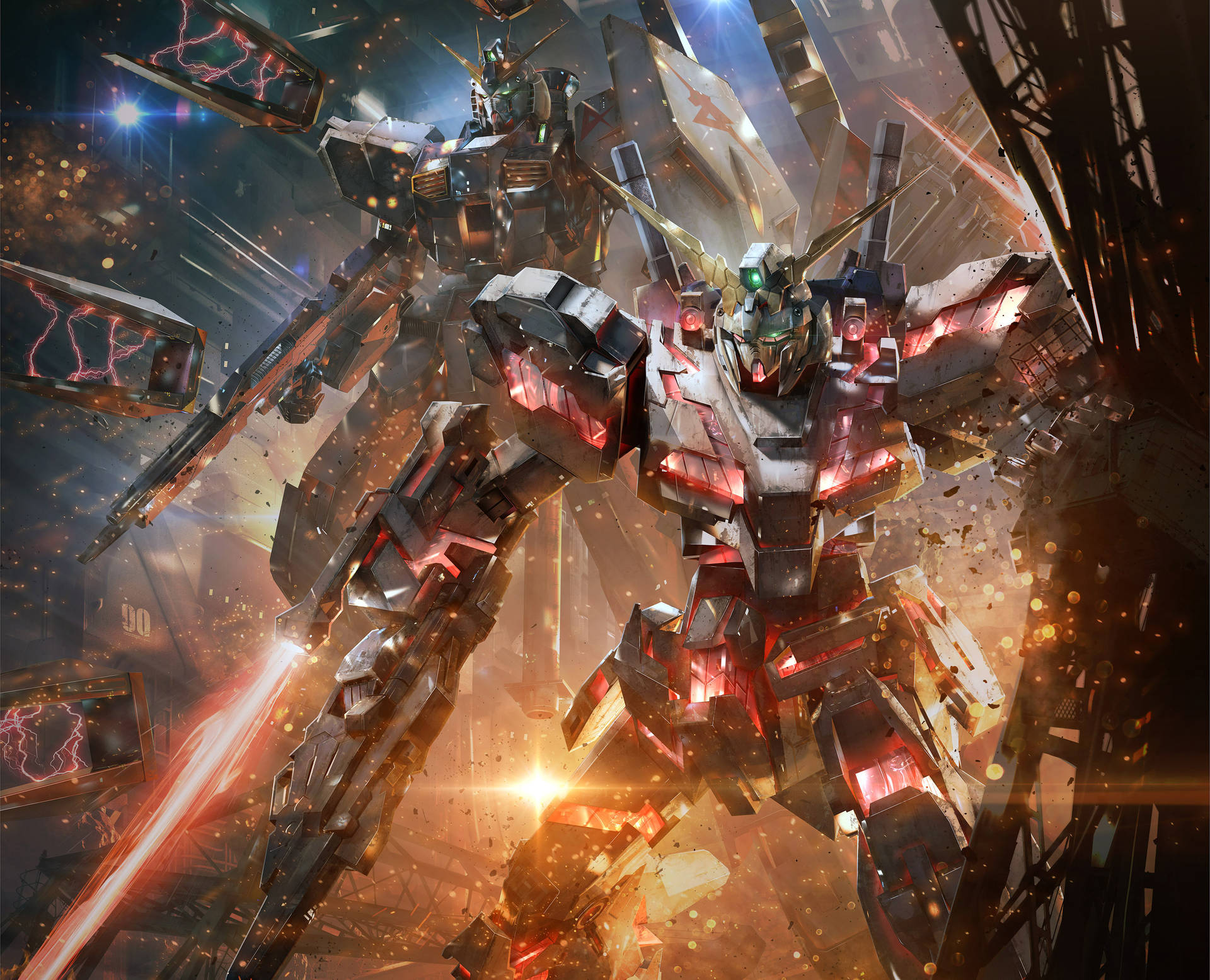 Ready to take on any battle, the Gundam mobile suit stands tall Wallpaper