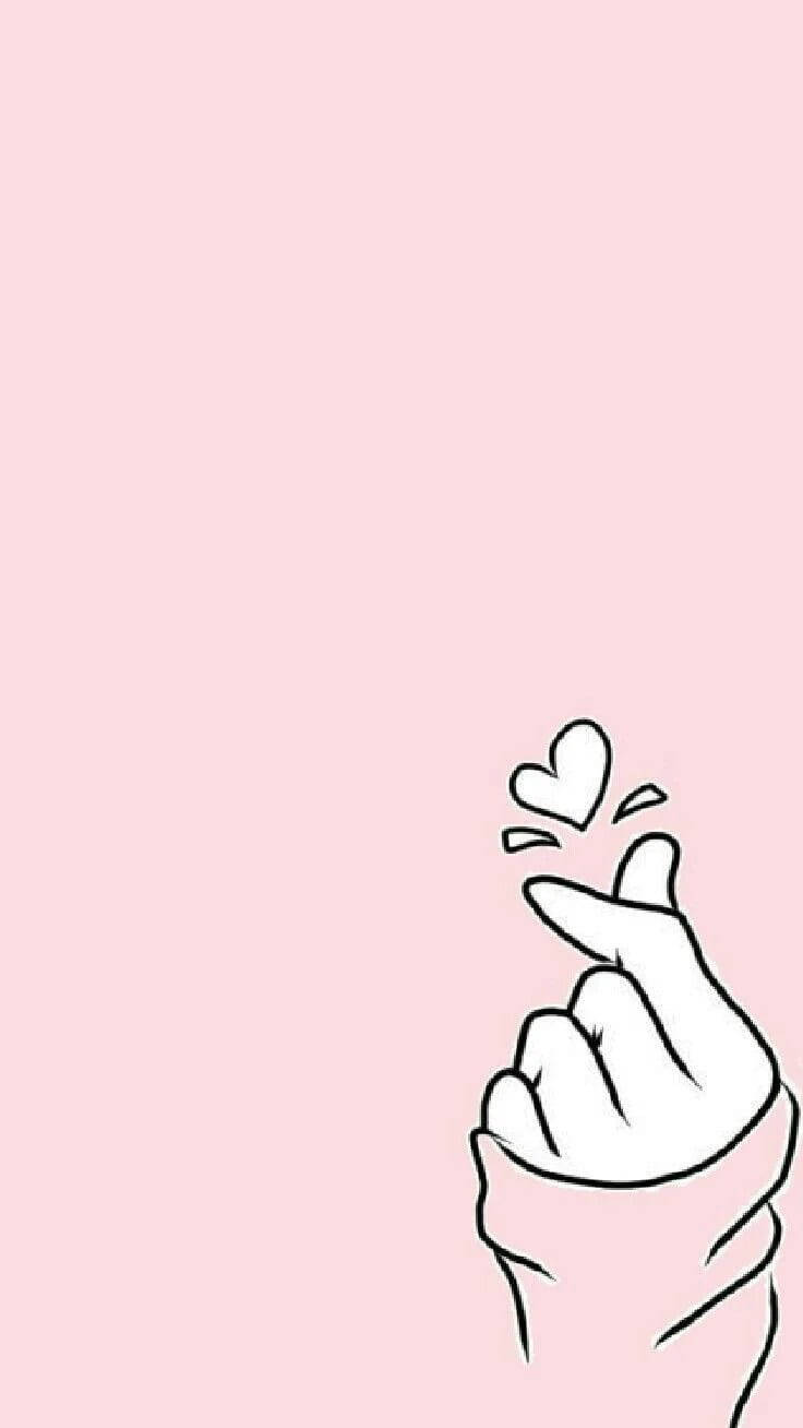 Baby Pink Saranghae Finger Heart Wallpaper