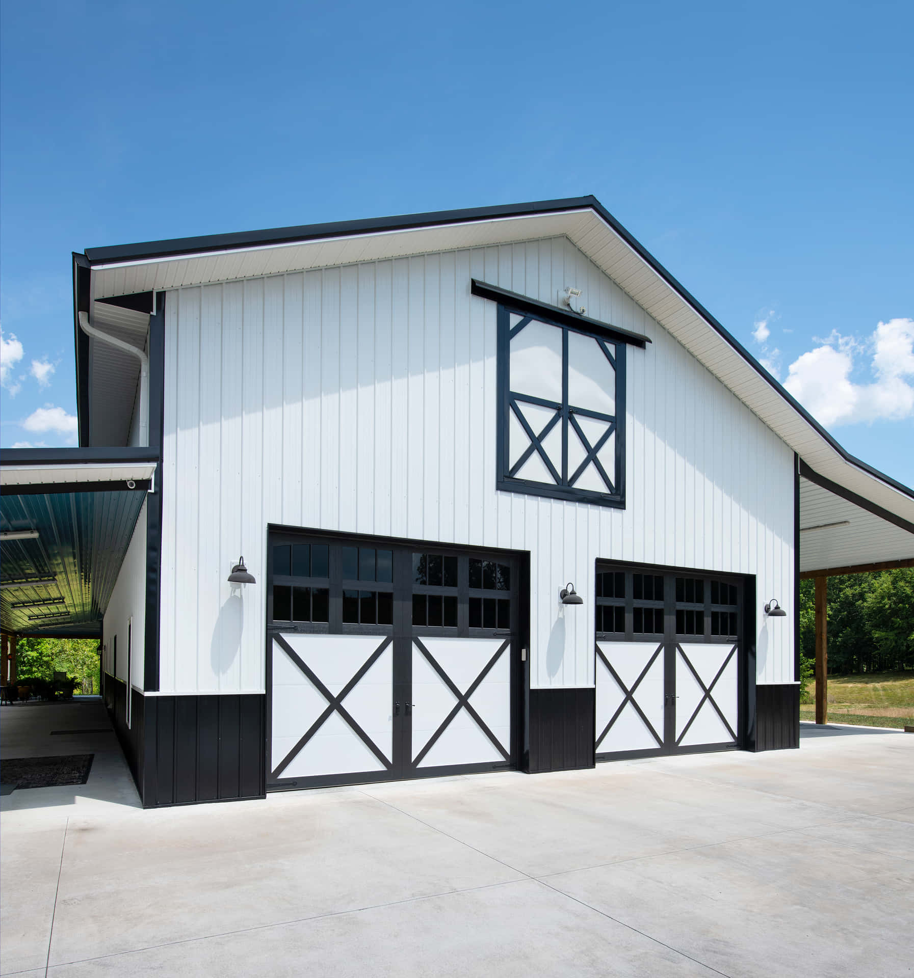 White Barndominium With Blue Sky Pictures
