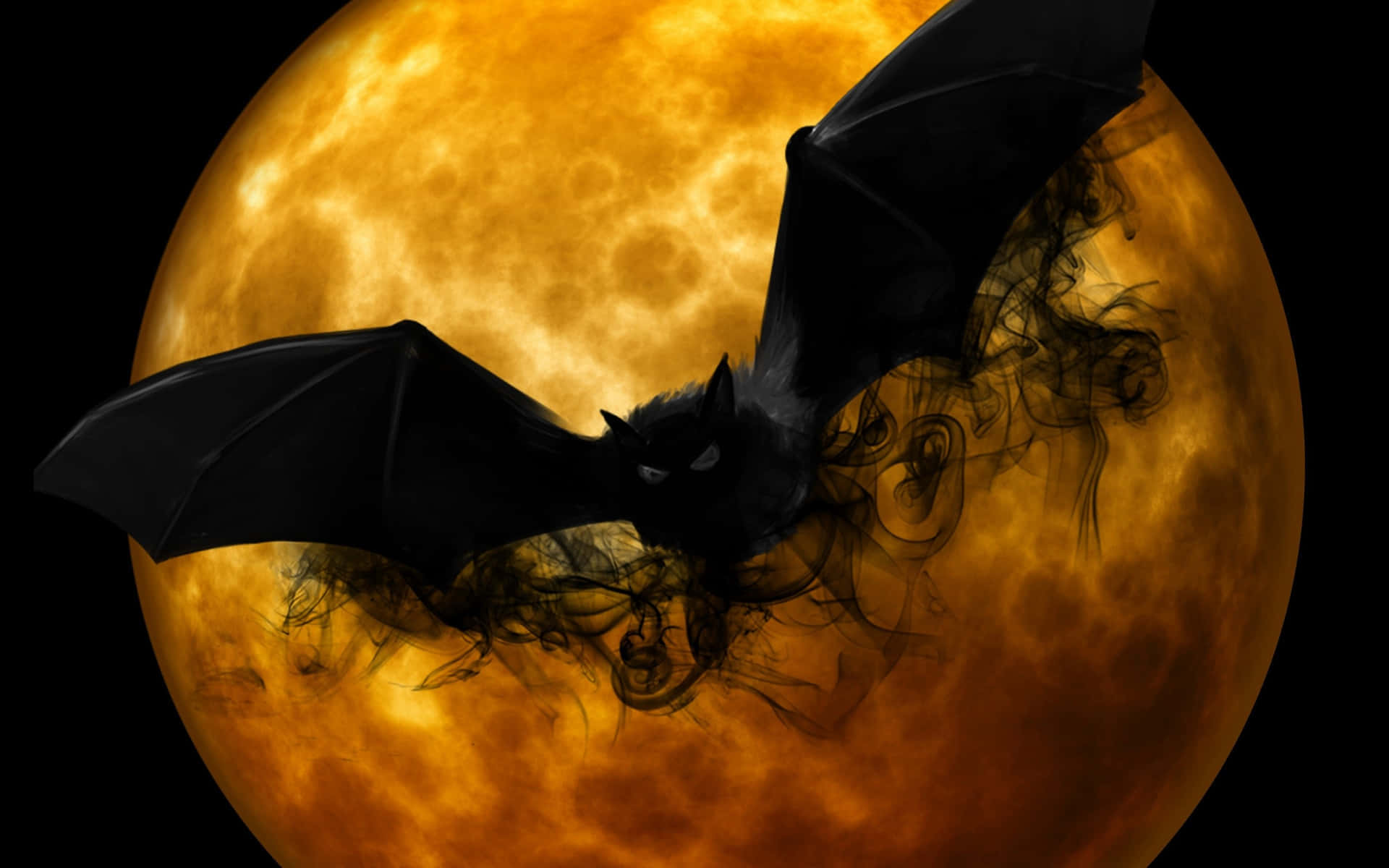 Bat Flying In Yellow Moon Wallpaper