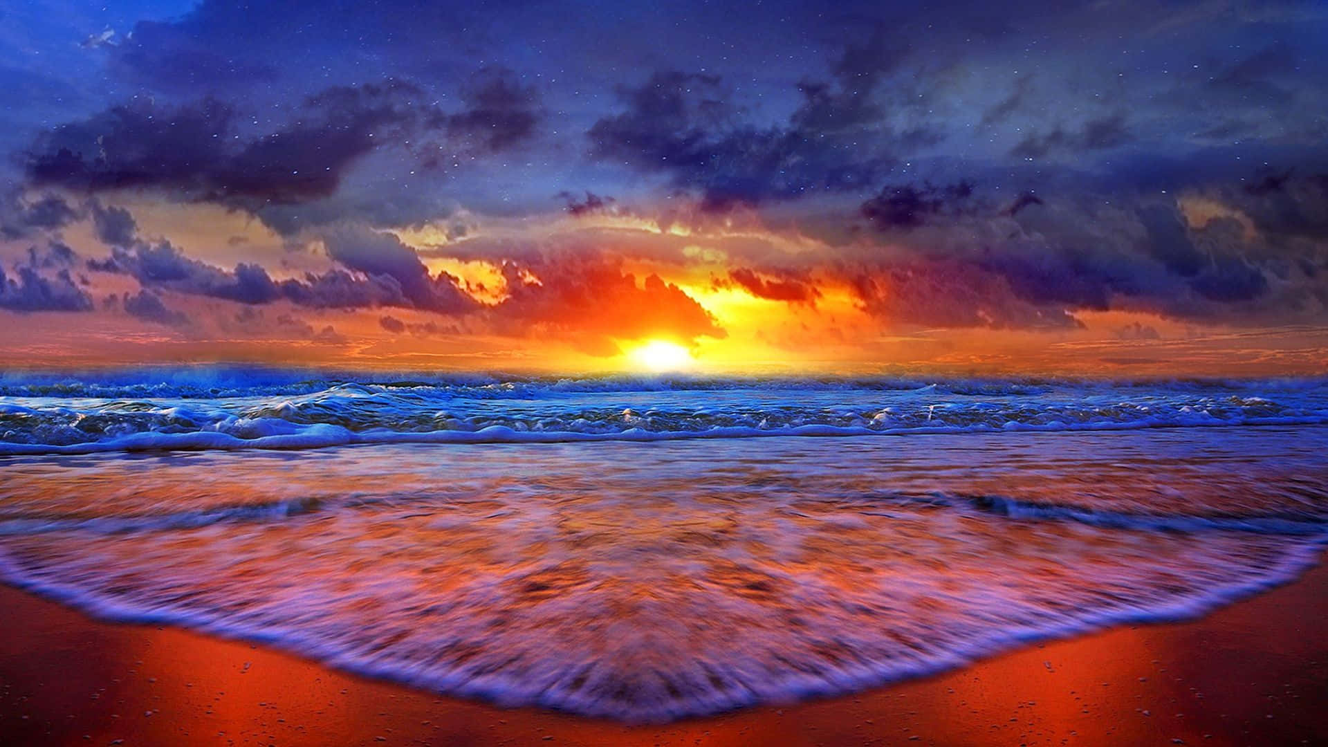Relaxing Beacheside Sunset Wallpaper